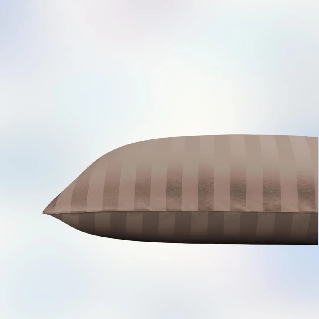 ست ملحفه کش‌دار سه تکه، سایز کوئین 160 در 200 سانتی‌متر، راه‌راه قهوه‌ای میکروفایبر، جیب عمیق 30 سانتی‌متری