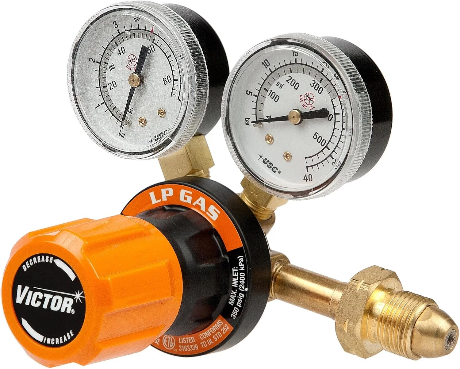 رگولاتور گاز مایع تک مرحله ای با عملکرد متوسط ESAB Victor Technologies 0781-9410 G250-60-510LP، محدوده خروجی 60 psig، اتصال ورودی CGA 510 رگولاتور گاز مایع تک مرحله ای با عملکرد متوسط ESAB Victor Technologies 0781-9410 G250-60-510LP، محدوده خروجی 60 psig، اتصال ورودی CGA 510