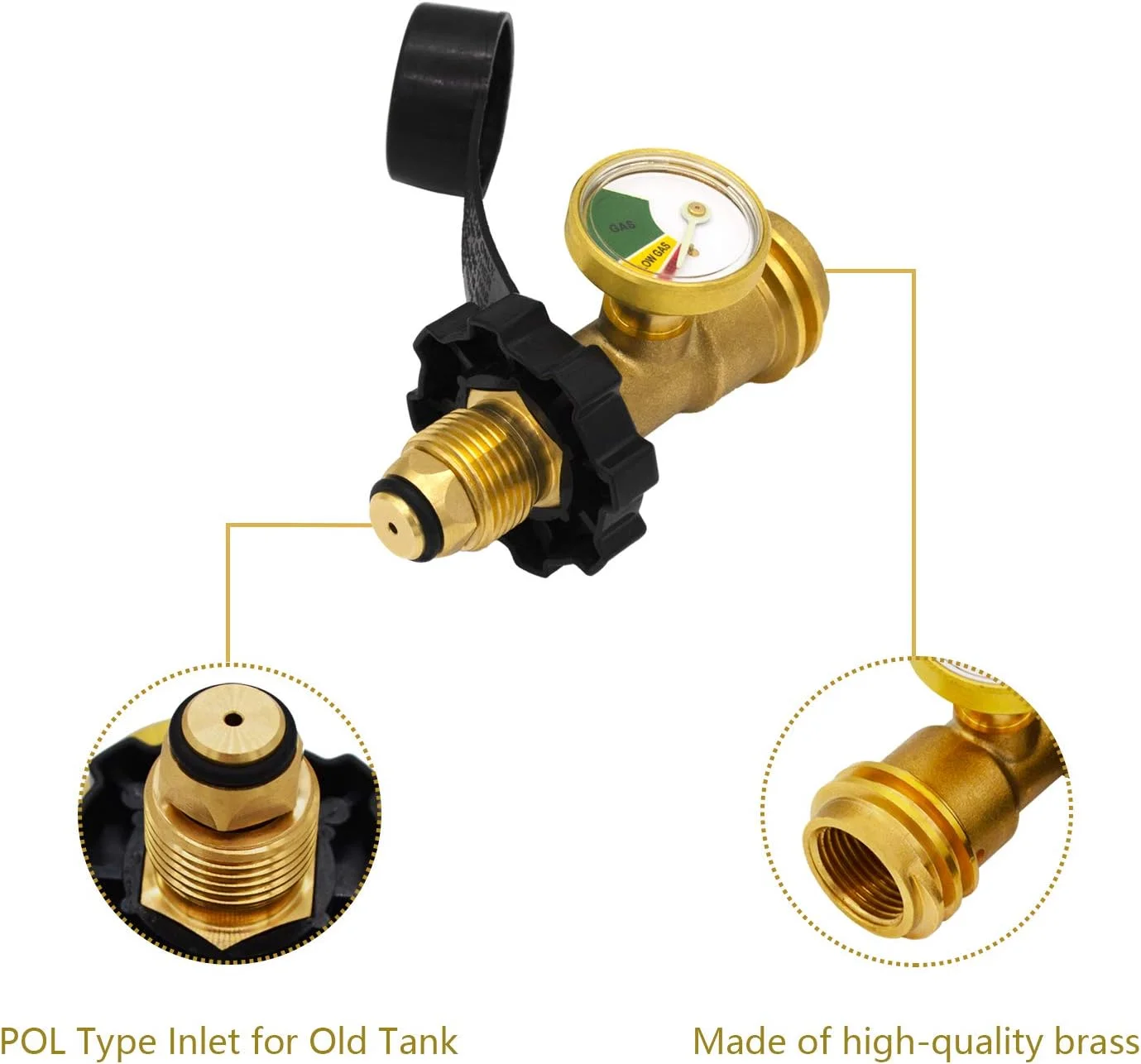 تبدیل مخزن پروپان EAROND POL با گیج، تبدیل کننده شیر سرویس مخزن POL LP به QCC1 / Type 1، تجهیزات مخزن پروپان برای سیلندر پروپان، کباب پز گازی، بخاری