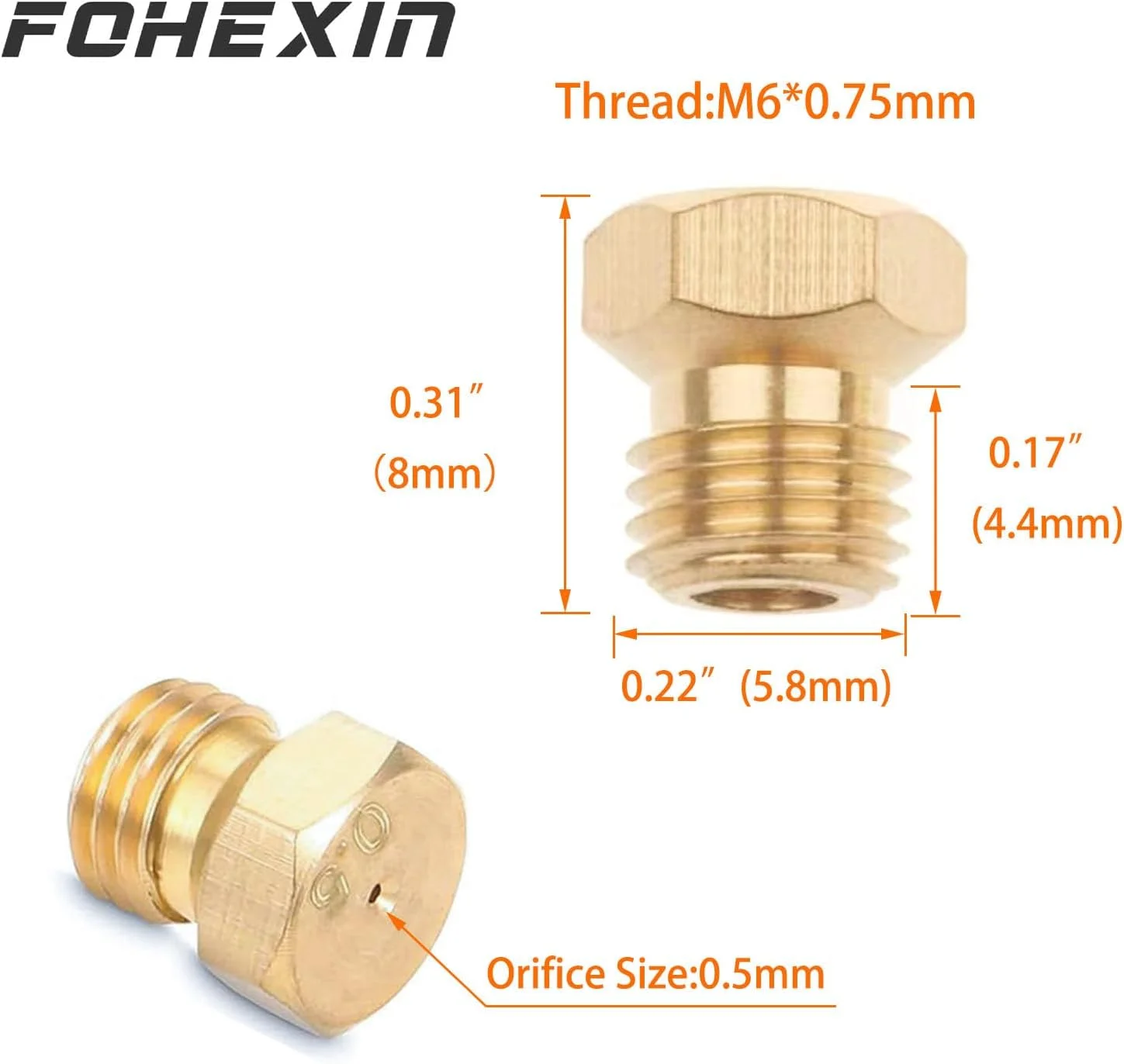 کیت تبدیل گاز مایع FOHEXIN LP. نازل جت برنجی برای پروپان LPG، مشعل DIY. تجهیزات کمپینگ اجاق گاز، 0.45 0.5 0.62 0.65 0.7 0.78 0.87 0.95 (سوراخ 0.5mm)
