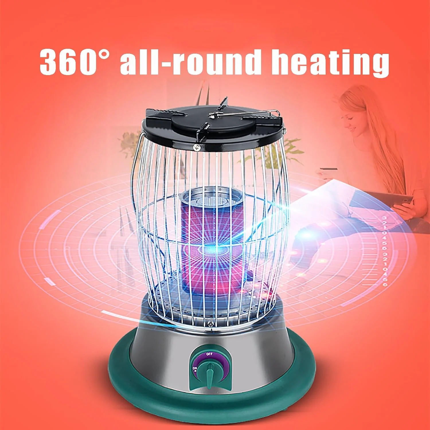 بخاری گازی قابل حمل ERICAT، بخاری پروپان داخلی با دسته، محدوده گرمایش تا 20 متر مربع، طراحی محافظت در برابر کمبود اکسیژن و راندمان احتراق 99٪، برای فضای باز، گاراژ، کلبه، پخت و پز، گرمایش