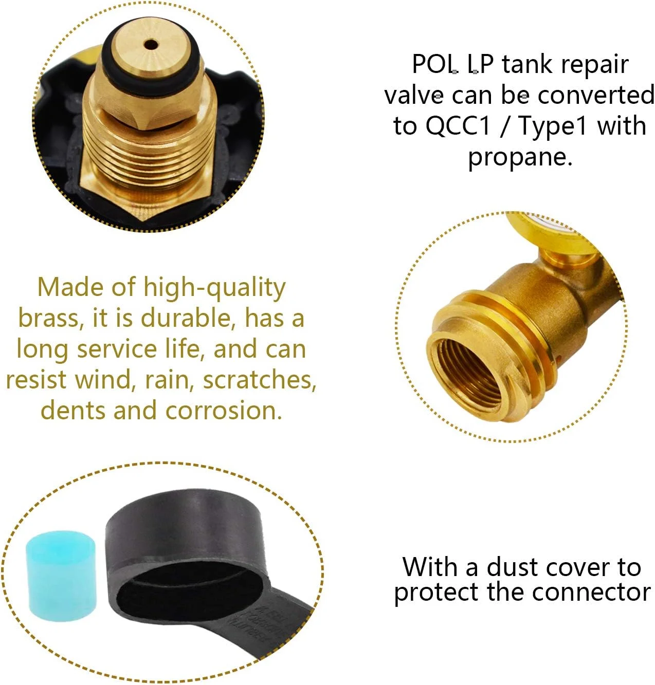 تبدیل مخزن پروپان EAROND POL با گیج، تبدیل کننده شیر سرویس مخزن POL LP به QCC1 / Type 1، تجهیزات مخزن پروپان برای سیلندر پروپان، کباب پز گازی، بخاری