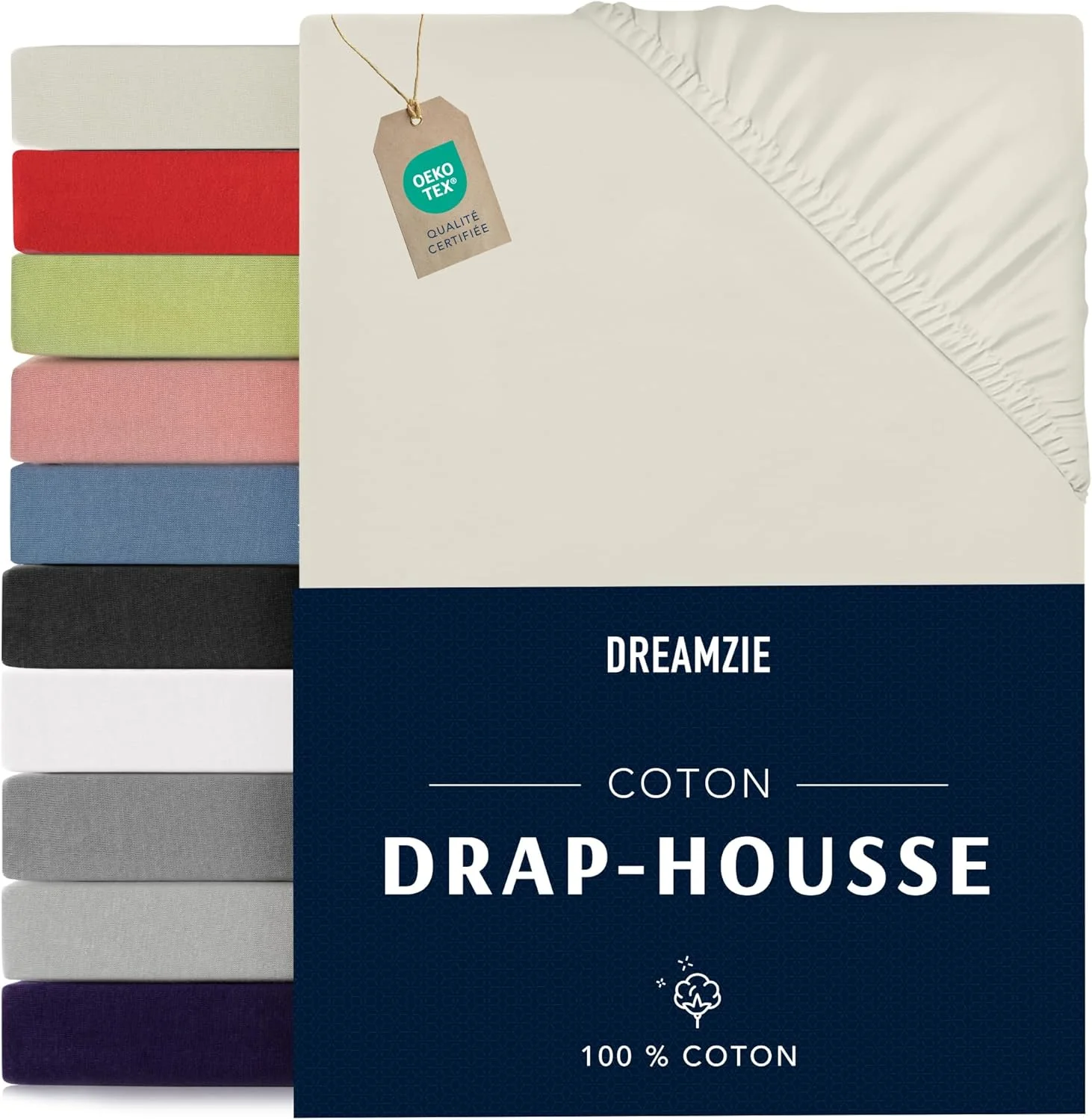 دریمزی - ملحفه کش دار - 80 x 160 - 100% پنبه جرسی دارای گواهینامه Oeko Tex - بژ - ملحفه کش دار 80 x 160 سانتی متر برای کودکان