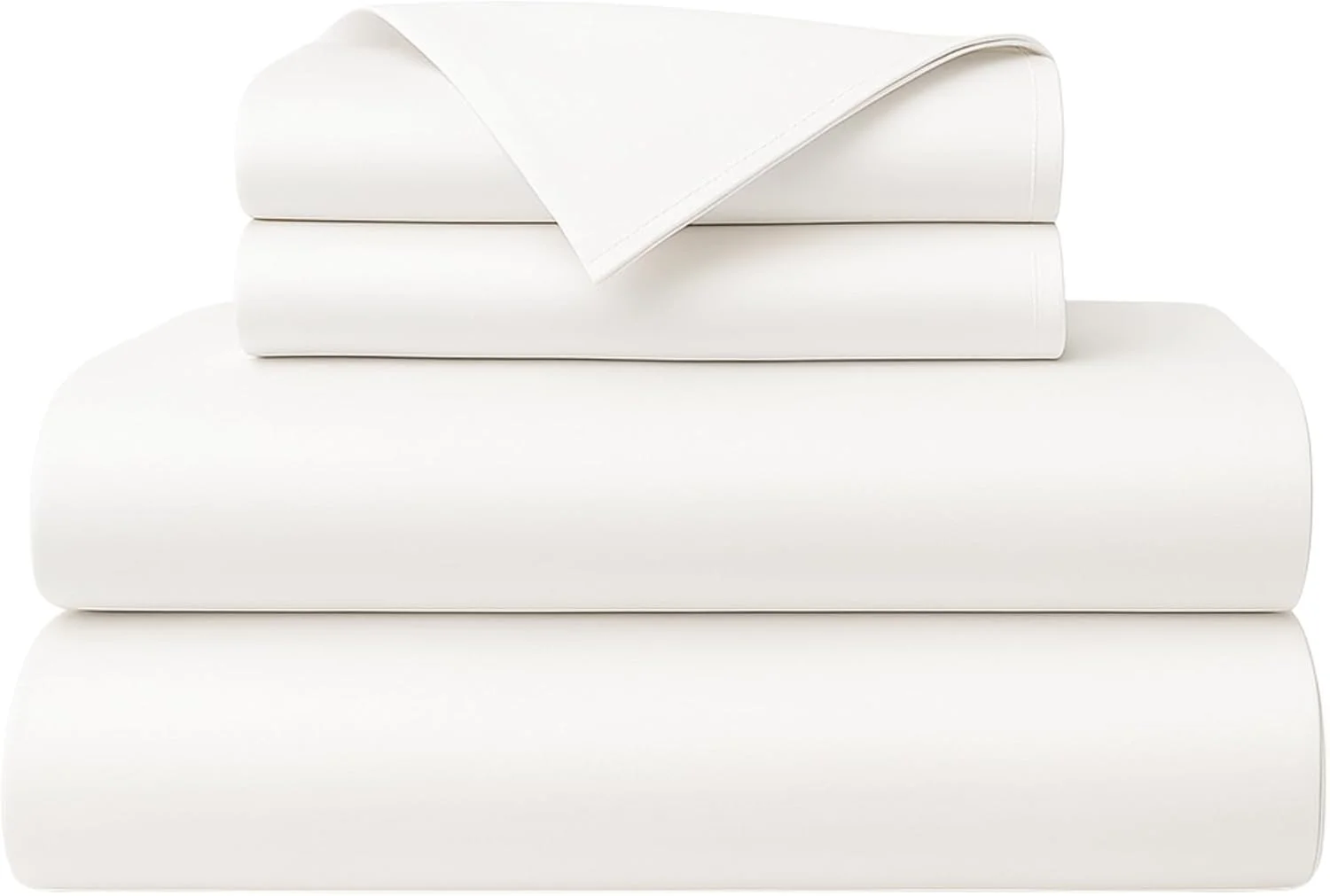 ست ملحفه کینگ پنبه مصری، 1000 تراکم بافت، ملحفه های تخت خواب سایز کینگ با جیب عمیق، ست 4 تکه ملحفه سفید یکدست درجه یک هتل لوکس واقعی، پنبه شانه شده با الیاف بلند، مناسب برای تشک تا 18 اینچ