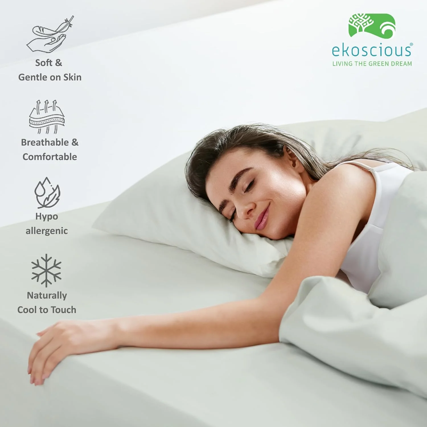 ست ملحفه تختخواب تنسل ساتن ۱۰۰٪ اکالیپتوس با ۱ روبالشی، سایز یک نفره، پاکت عمیق ۱۸ اینچی | (سبز پاستلی) - خنک و نرم تر از ملحفه های بامبو و ابریشم