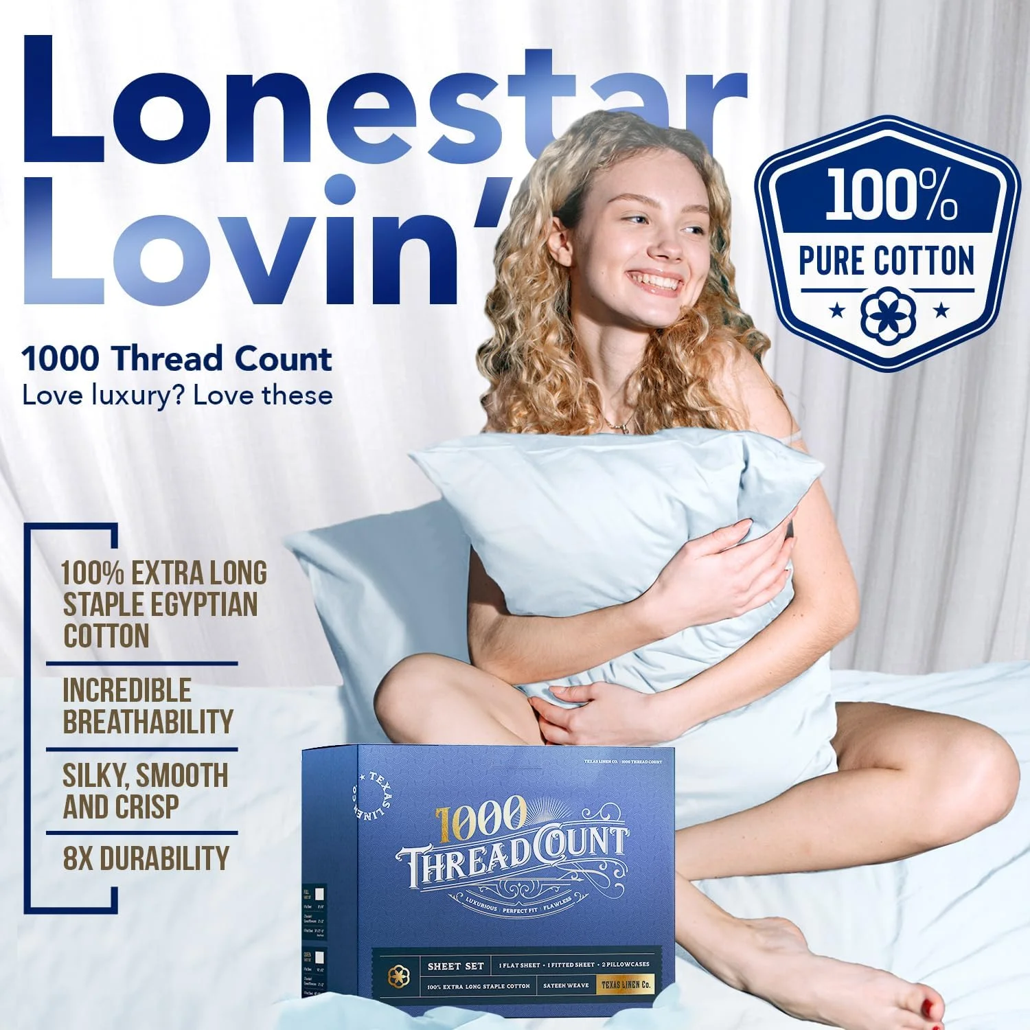 ست ملحفه تخت دونفره پنبه ای مصری خالص (دونفره، 1000 تراکم بافت) ملحفه و روبالشتی سفید (4 تکه) - ملحفه با بافت ساتن - ملحفه با عمق 18 اینچ