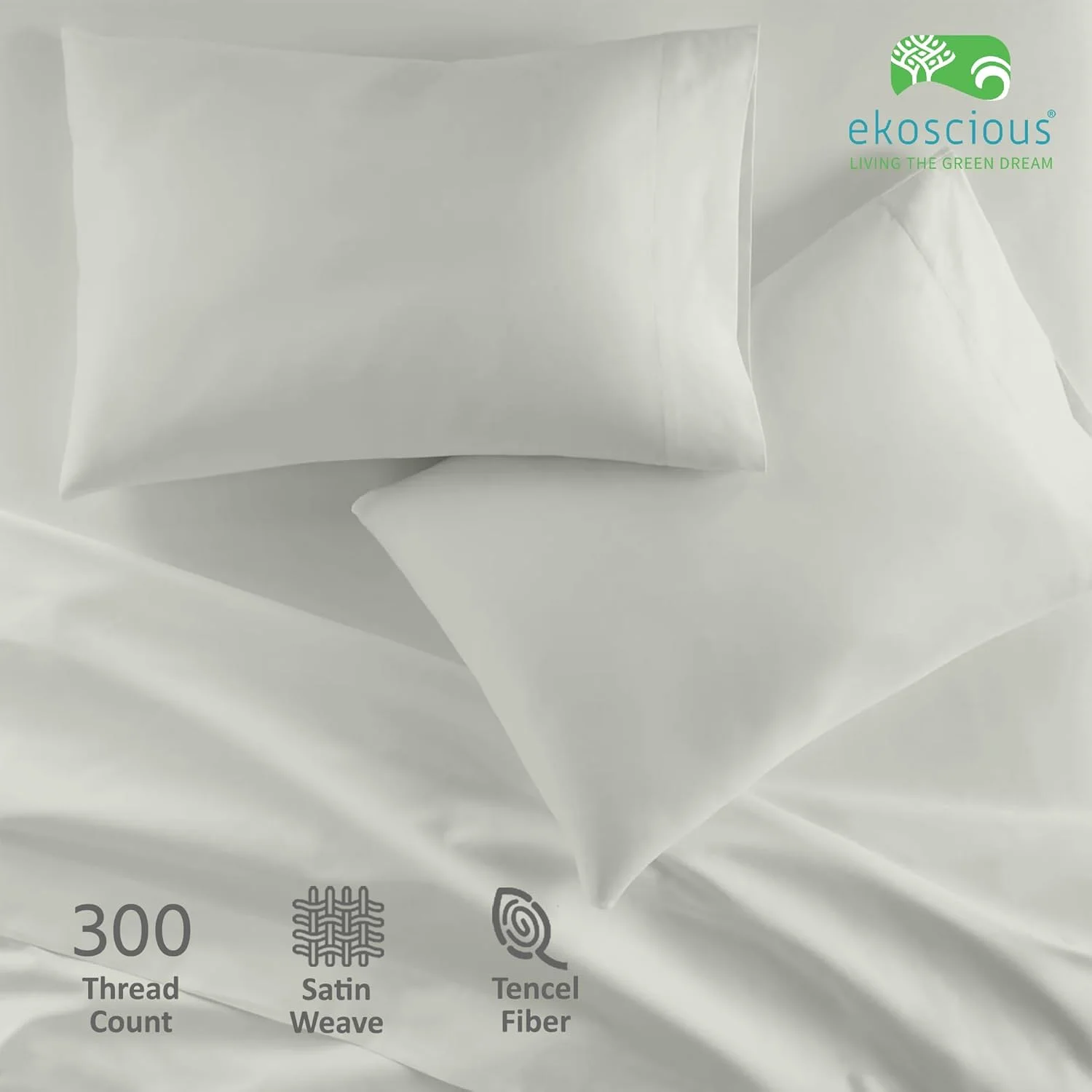 ست ملحفه تختخواب تنسل ساتن ۱۰۰٪ اکالیپتوس با ۱ روبالشی، سایز یک نفره، پاکت عمیق ۱۸ اینچی | (سبز پاستلی) - خنک و نرم تر از ملحفه های بامبو و ابریشم