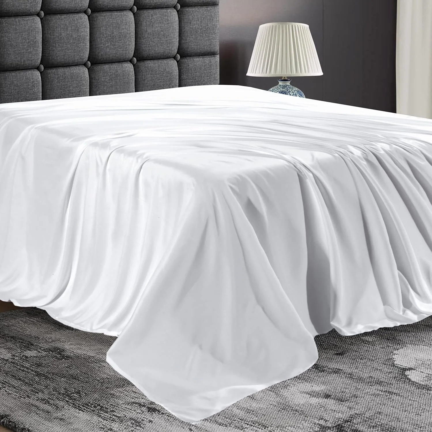 ملحفه تخت تخت سیستا ذن 100% پنبه مصری سایز کوئین 270x280 سانتی متر، فوق العاده نرم، با تراکم بافت 300، کیفیت هتلی، ملحفه پنبه ای، فوق العاده نرم و راحت، مقاوم در برابر رنگ پریدگی و چروک (سفید، کوئین)