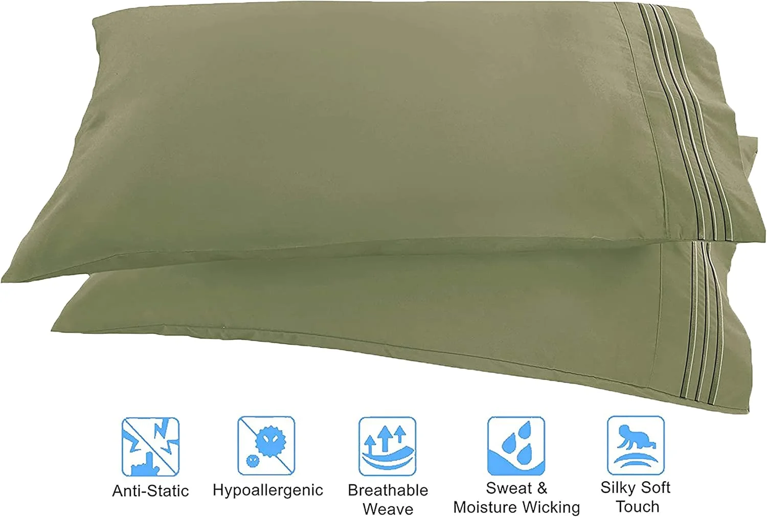 ست ملحفه 4 تکه بسیار نرم و لطیف با کیفیت مصری، مقاوم در برابر چروک و رنگ رفتگی، شامل ملحفه رو، ملحفه کش دار و 2 روبالشی، کینگ، رنگ مریم گلی