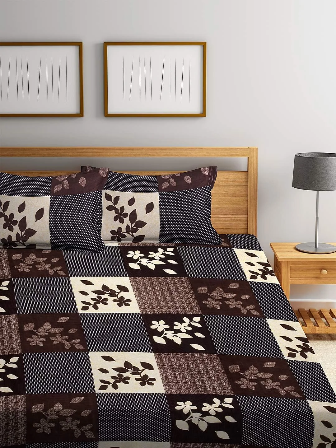 ملحفه دو نفره قهوه ای رنگ از جنس میکروفایبر 144 TC به همراه 2 روبالشی ملحفه دو نفره قهوه ای رنگ از جنس میکروفایبر 144 TC به همراه 2 روبالشی