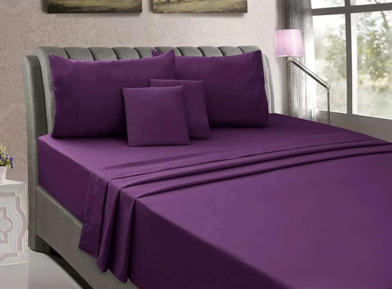 ملحفه تختخواب فردوس سایز کینگ، ملحفه های میکروفیبر نرم سوپر کینگ ست 4 تکه شامل ملحفه رو (260x275+10)، ملحفه کشدار (180x200+40) سانتی متر، روبالشتی (50x75+10) جیب های خیلی عمیق 2 عدد روکش کوسن اضافی 40x40