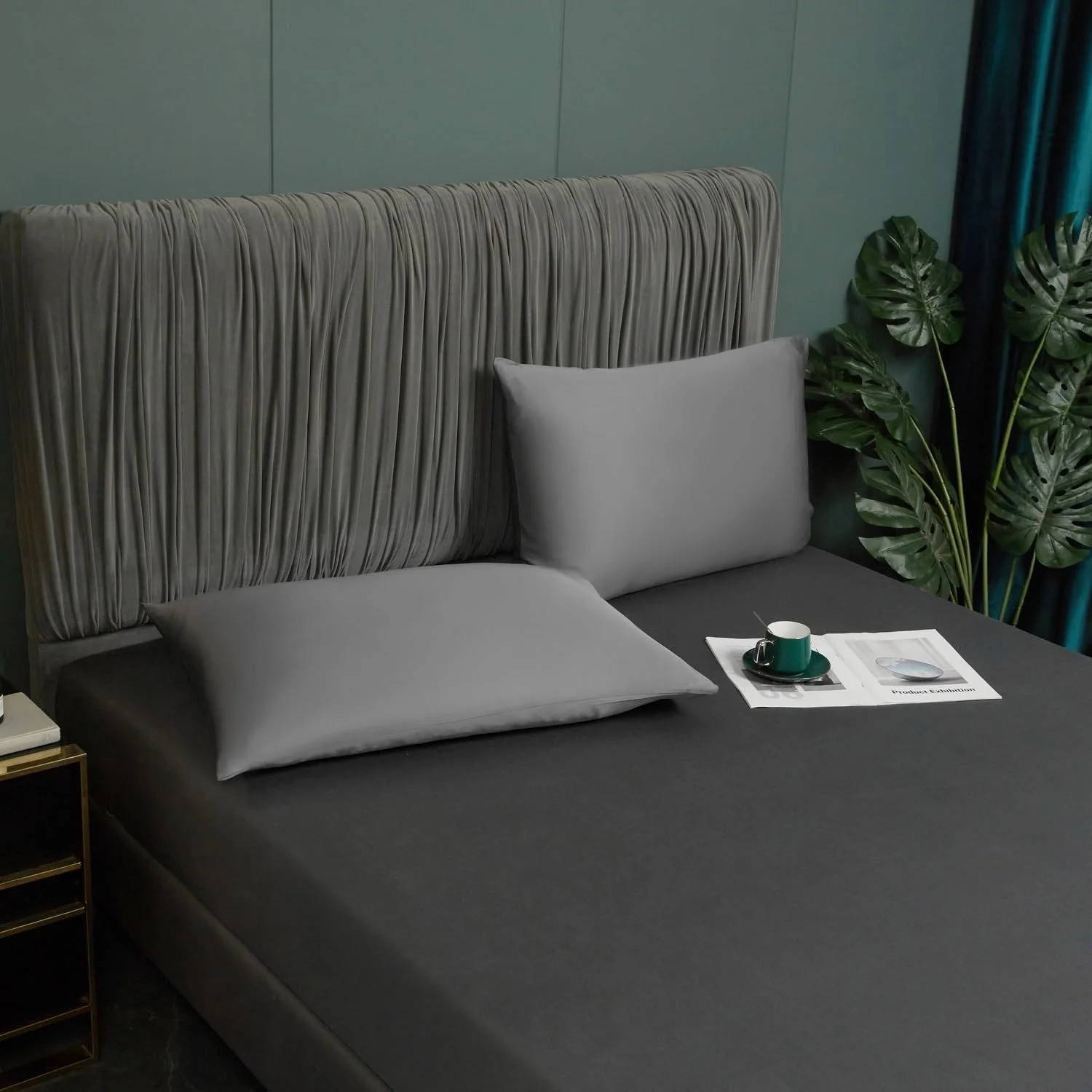 ملحفه کش دار 180 x 200 سانتی متر بامبو، ملحفه خنک کننده خاکستری تیره، ملحفه کش دار 100% بامبو 180 x 200 سانتی متر، ملحفه ساده تخت دو نفره برای تشک های بلند با ارتفاع 25-30 سانتی متر ملحفه کش دار 180 x 200 سانتی متر بامبو، ملحفه خنک کننده خاکستری تیره، ملحفه کش دار 100% بامبو 180 x 200 سانتی متر، ملحفه ساده تخت دو نفره برای تشک های بلند با ارتفاع 25-30 سانتی متر