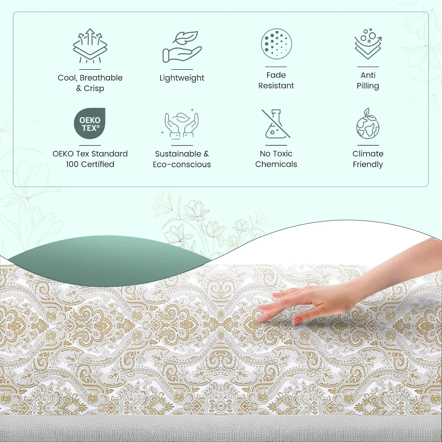 ست ملحفه بافته شده پرکال 100% پنبه نیویورک، 4 تکه ملحفه خنک کننده تخت خواب با جیب های عمیق 16 اینچی، ملحفه های لوکس هتل - سایز کامل، طرح بته جقه عاجی ست ملحفه بافته شده پرکال 100% پنبه نیویورک، 4 تکه ملحفه خنک کننده تخت خواب با جیب های عمیق 16 اینچی، ملحفه های لوکس هتل - سایز کامل، طرح بته جقه عاجی