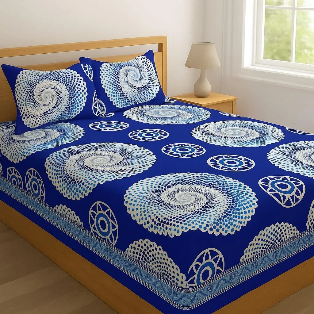 ملحفه کش دار سوپر کینگ سایز (200x200x30) - ست ملحفه های راحت، قابل تنفس و خنک کننده - مناسب برای خانم ها، آقایان، کودکان و نوجوانان - جیب های عمیق، نرم و بدون چروک - رنگ آبی فانتزی. (سوپر کینگ)