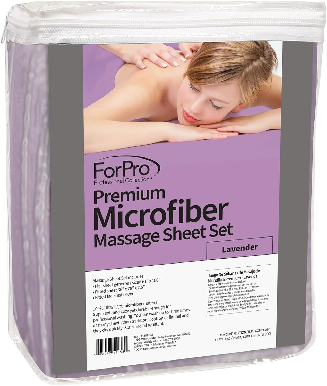 ست ملحفه ماساژ میکروفایبر سه تکه فورپرو، رنگ اسطوخودوسی، فوق سبک، مقاوم در برابر لکه و چروک شامل ملحفه تخت و ملحفه کش دار و روکش زیر سری ماساژ