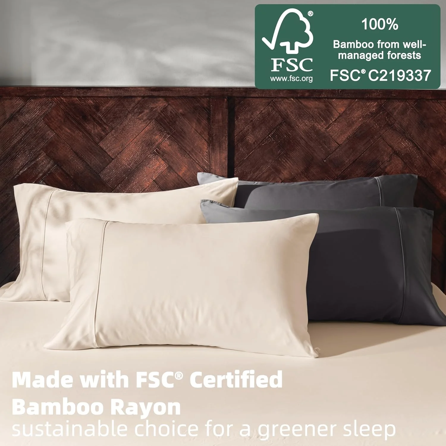 ست ملحفه 4 تکه تخت خواب سایز کینگ GOKOTTA، ملحفه های بامبو فوق العاده نرم، خنک کننده برای افراد گرمایی - ملحفه های ابریشمی لوکس و تنفسی هتل، جیب عمیق تا 16 اینچ - دوخت دوبل بادوام (بژ روشن)