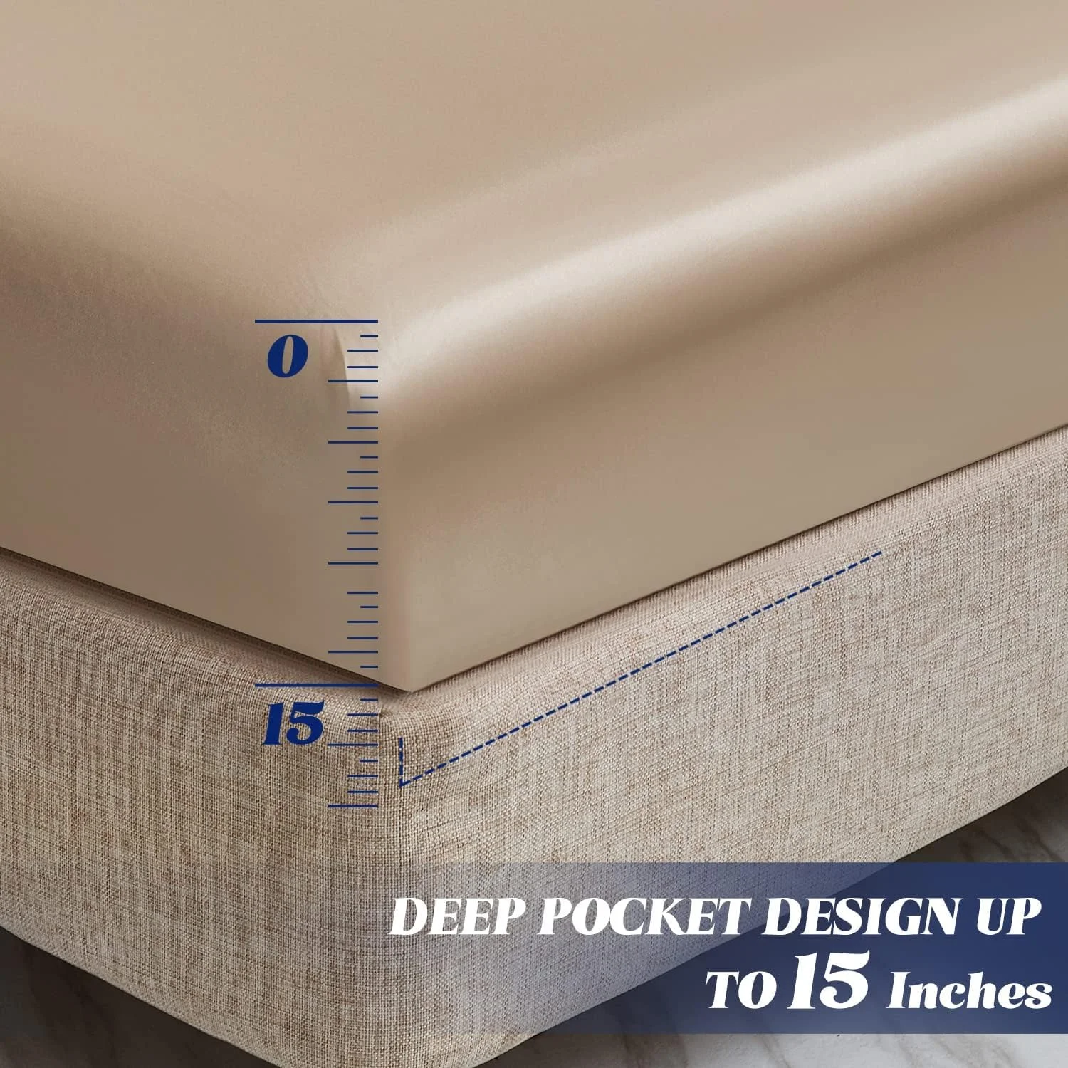 ملحفه کشدار ساتن ابریشمی سایز کویین، 153x203 سانتیمتر با لبه 36 سانتیمتری، ملحفههای زیرین تخت خواب تکی نرم و عمیق که جداگانه به فروش میرسند، بدون چروک، بدون رنگ رفتگی، تنفس پذیر، کاملا کشسان - شامپاین ملحفه کشدار ساتن ابریشمی سایز کویین، 153x203 سانتیمتر با لبه 36 سانتیمتری، ملحفههای زیرین تخت خواب تکی نرم و عمیق که جداگانه به فروش میرسند، بدون چروک، بدون رنگ رفتگی، تنفس پذیر، کاملا کشسان - شامپاین