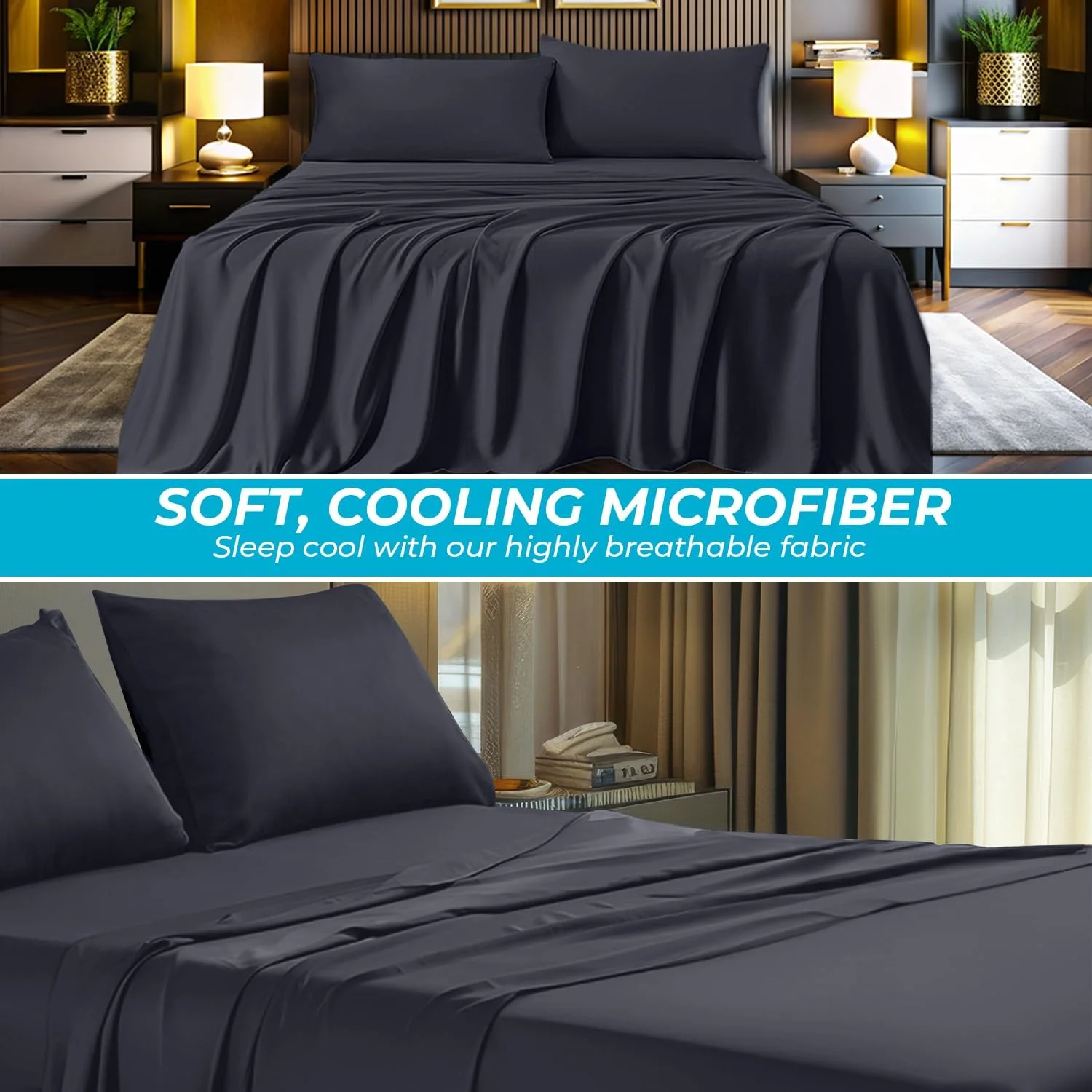 ملحفه تختخواب تخت ارگانیک ۱۰۰٪ ساخته شده از ویسکوز مشتق شده از بامبو - ملحفه تختخواب لوکس - راحتی نرم و خنک کننده، دارای گواهی OEKO-TEX Standard 100 (خاکستری تیره، سوپر کینگ) ملحفه تختخواب تخت ارگانیک ۱۰۰٪ ساخته شده از ویسکوز مشتق شده از بامبو - ملحفه تختخواب لوکس - راحتی نرم و خنک کننده، دارای گواهی OEKO-TEX Standard 100 (خاکستری تیره، سوپر کینگ)