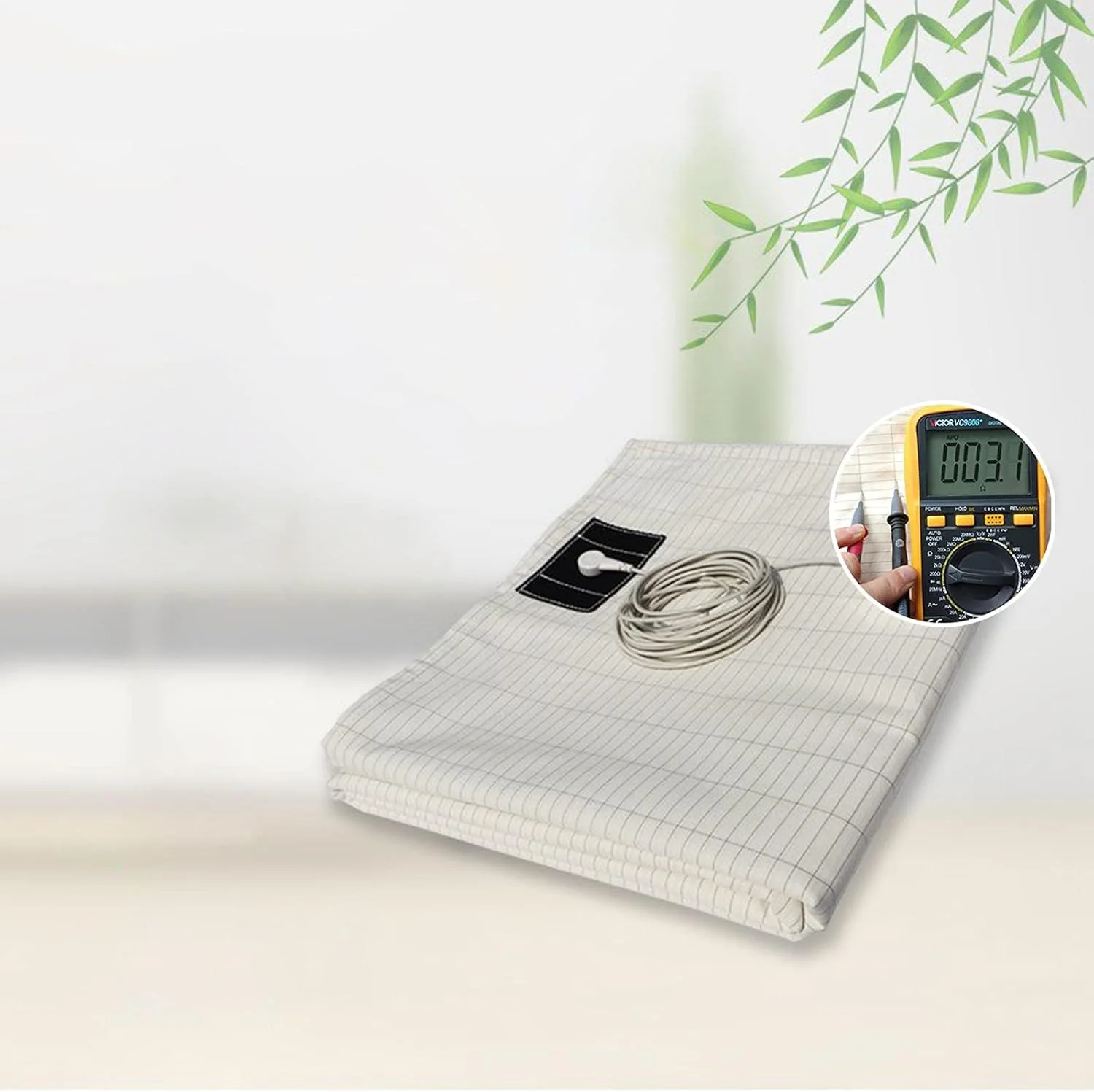 ملحفه اتصال به زمین با سیم اتصال به زمین، ملحفه های اتصال به زمین با الیاف نقره رسانای پنبه ارگانیک، ملحفه رسانای اتصال به زمین با 5% الیاف نقره برای خواب بهتر، 89 * 218 سانتی متر، سفید