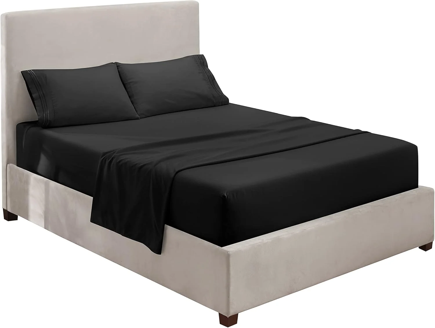 ملحفه های کینگ سایز Hearth & Harbor - ست ملحفه 4 تکه، ملحفه های بسیار نرم و لطیف مناسب تخت خواب، همراه با روبالشتی، کینگ، مشکی ملحفه های کینگ سایز Hearth & Harbor - ست ملحفه 4 تکه، ملحفه های بسیار نرم و لطیف مناسب تخت خواب، همراه با روبالشتی، کینگ، مشکی