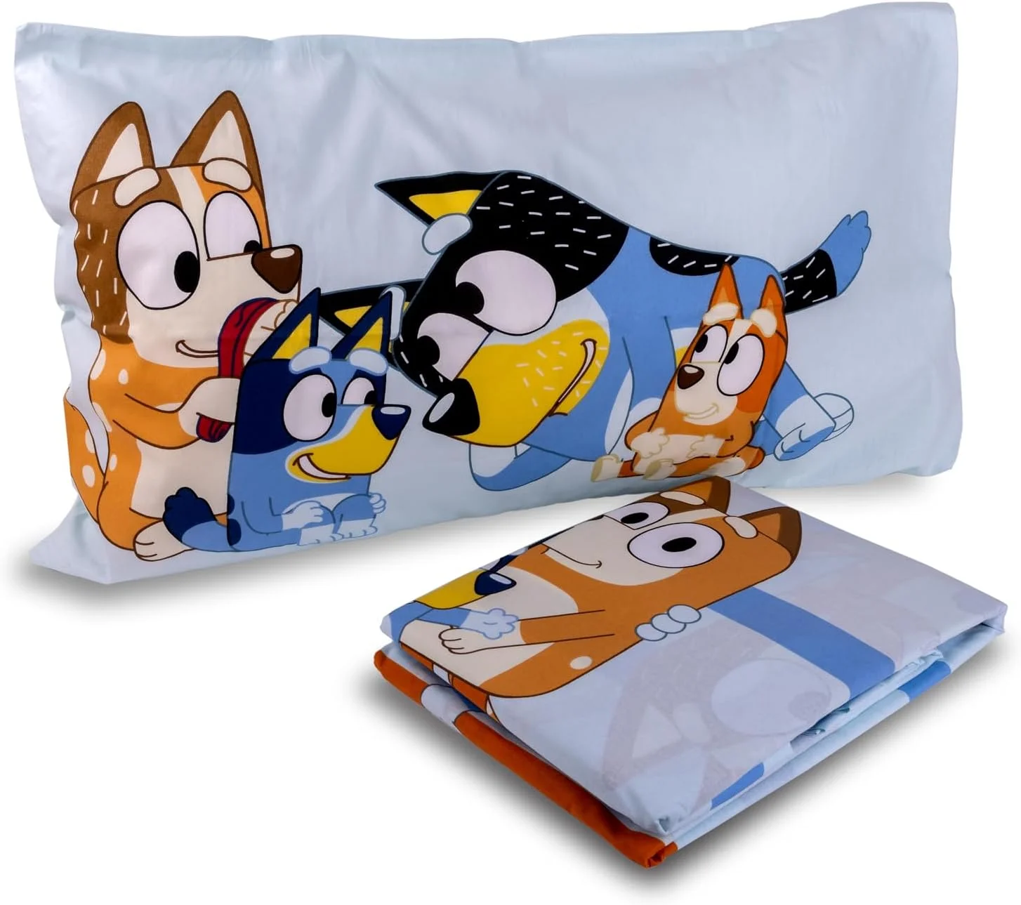 ست ملحفه یک نفره آبی Bluey، شامل ملحفه رو، ملحفه کشدار، روبالشتی، 100% پنبه، محصول رسمی ست ملحفه یک نفره آبی Bluey، شامل ملحفه رو، ملحفه کشدار، روبالشتی، 100% پنبه، محصول رسمی