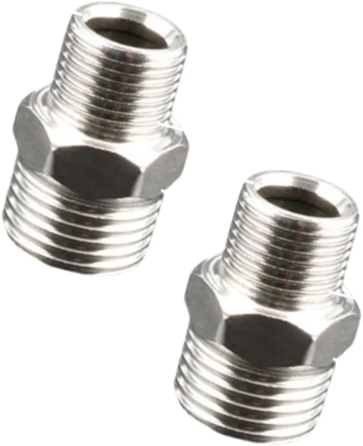 دو عدد تبدیل دوش، استیل ضد زنگ 1/2 اینچ BSP نر به 3/8 اینچ BSP نر، کاهنده آداپتور شلنگ دوش برای تبدیل لوله