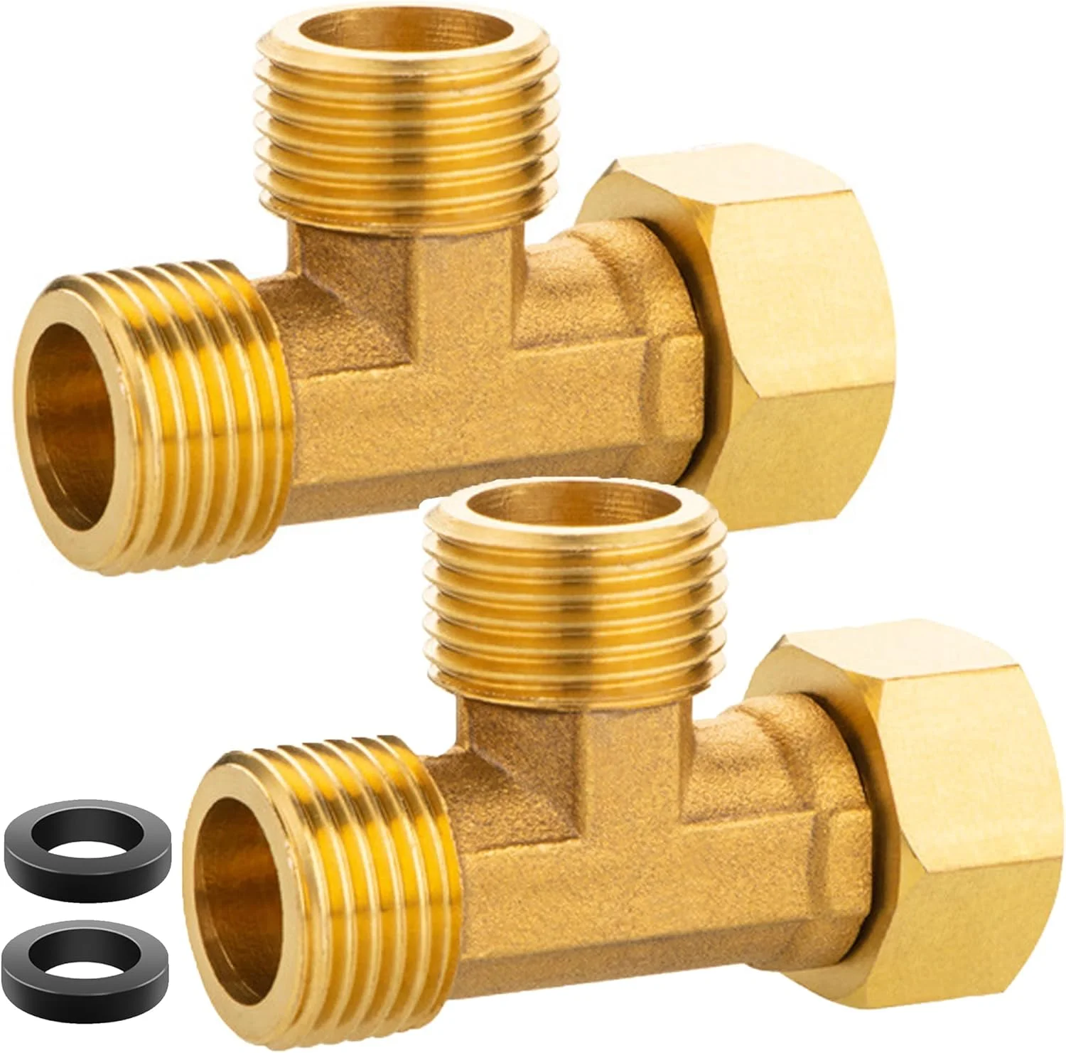 بسته 2 عددی اتصال لوله سه راهی چرخشی برنجی، سه راهی 1/2 اینچ، اتصال آب سه راهی AGxAGxIG DN15، اتصال سه طرفه مناسب برای آب آشامیدنی، سیستم تبرید، تهویه مطبوع