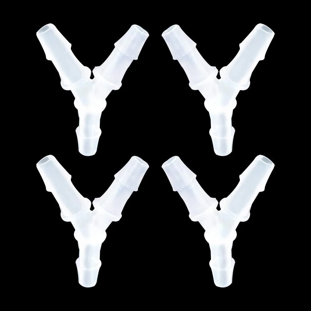 اتصال شیلنگ خاردار Y شکل سه راهی پلاستیکی 1/4 اینچ، اتصال دهنده لوله، آداپتور اتصال برای لوله اکسیژن، لوله، سوخت خانگی، گاز، مایع، هوا (بسته 4 عددی)