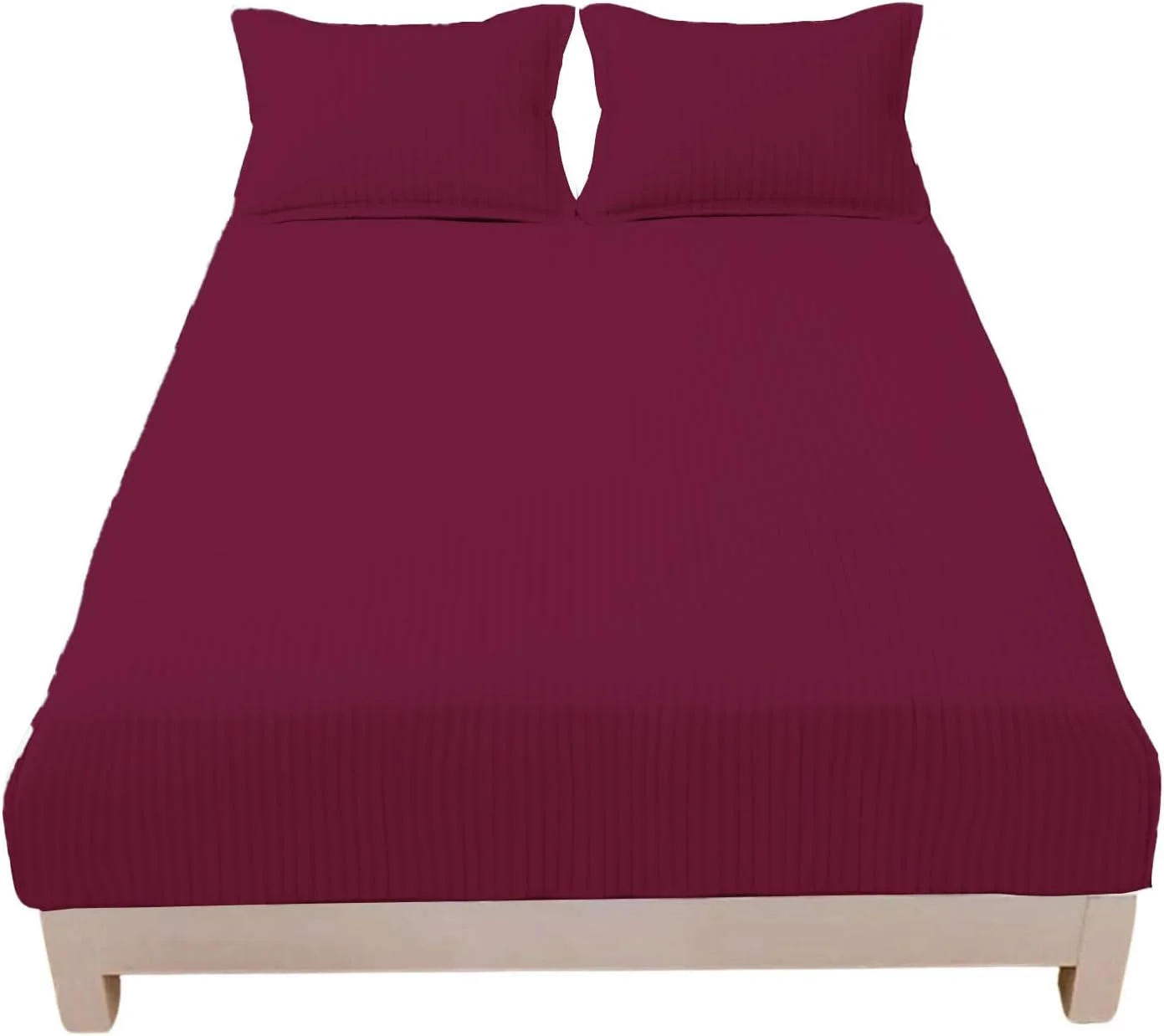 ملحفه کش دار تخت خواب دو نفره هوم اسمارت، ملحفه نخی ساده به همراه روبالشی (زرشکی، 200x150 سانتی متر)