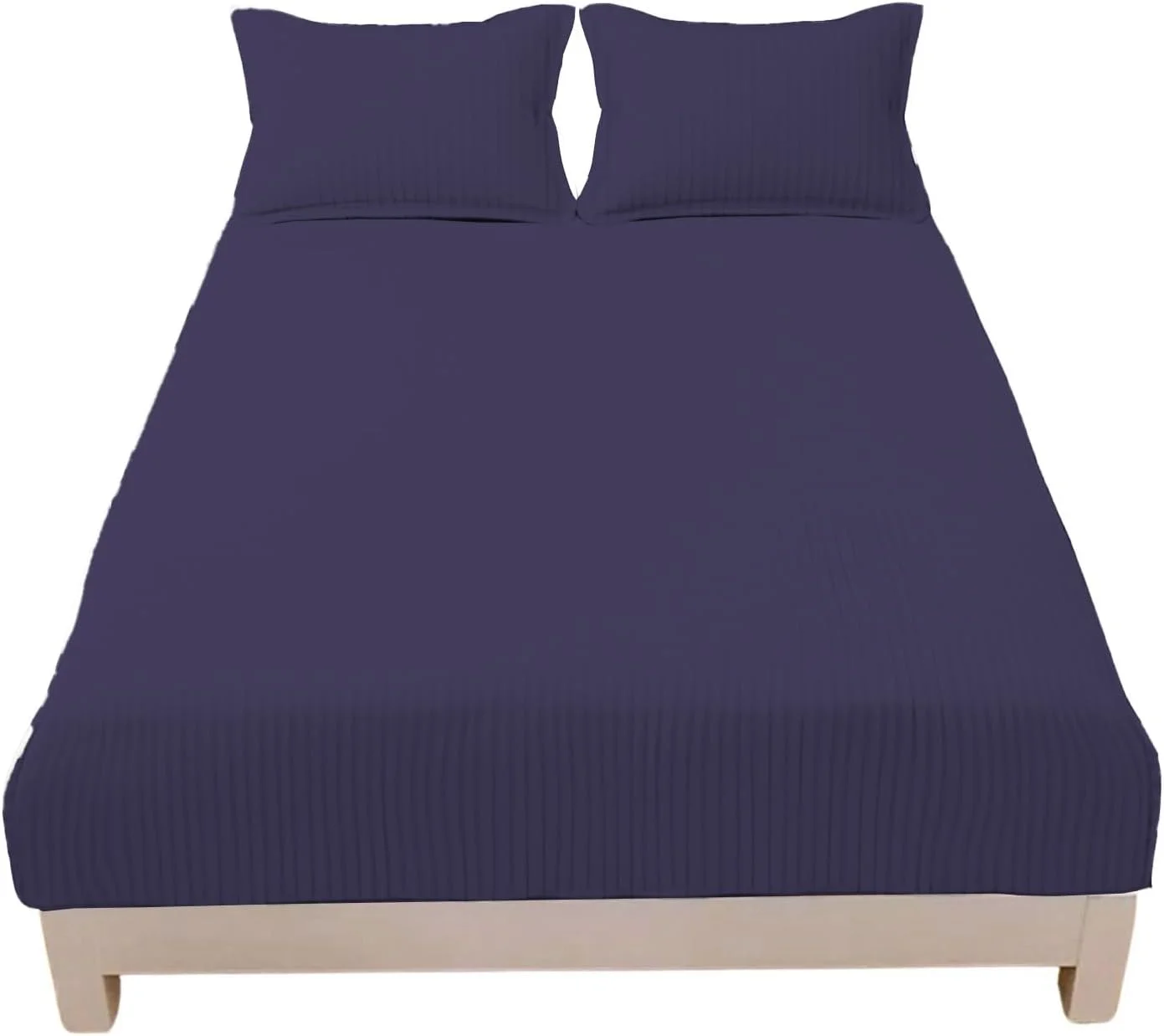 ملحفه کش‌دار سوپر کینگ راه‌راه نخی به همراه 2 روبالشی (آبی، 200X200 سانتی‌متر)