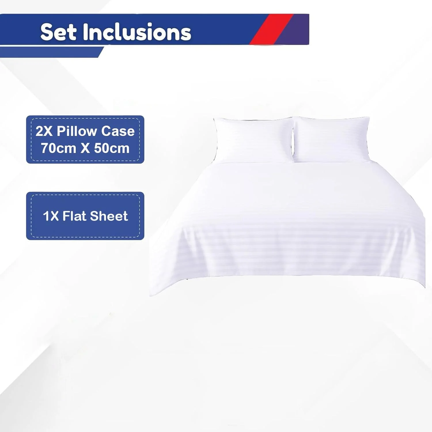 ملحفه تخت خواب تخت هوشمند طرح راه راه پنبه ای به همراه روبالشتی (50x70 سانتی متر) (سفید، 260x240 سانتی متر)