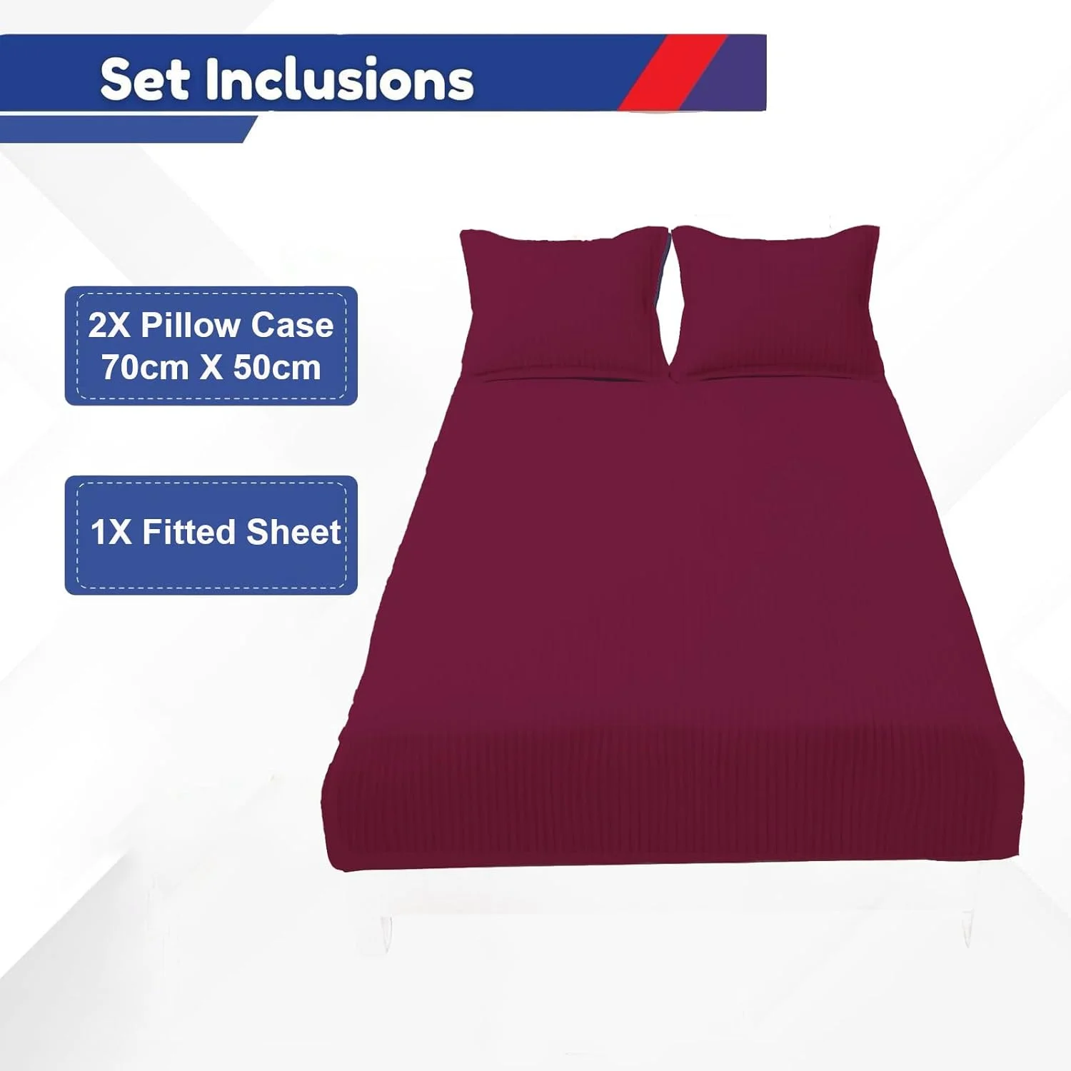 ملحفه کش دار تخت خواب دو نفره هوم اسمارت، ملحفه نخی ساده به همراه روبالشی (زرشکی، 200x150 سانتی متر)