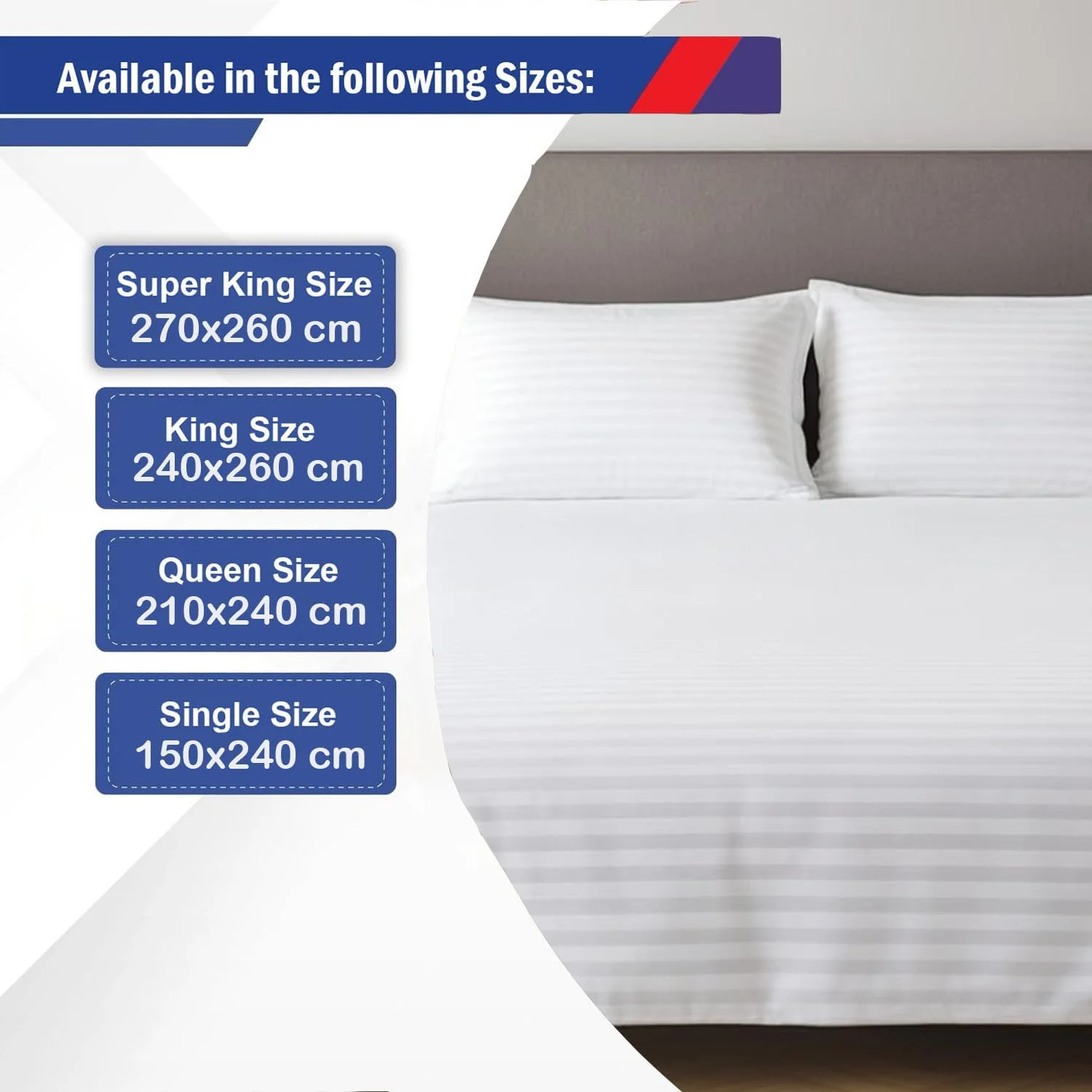 ملحفه تخت خواب تخت هوشمند طرح راه راه پنبه ای به همراه روبالشتی (50x70 سانتی متر) (سفید، 260x240 سانتی متر)