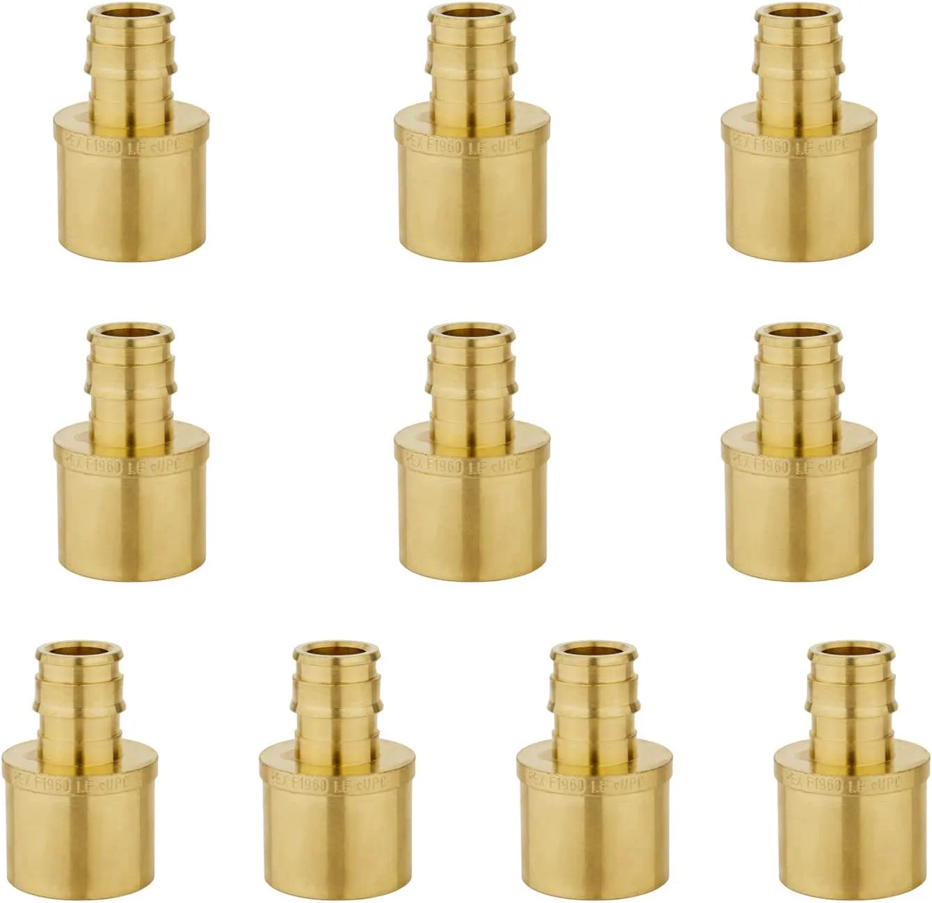 EFIELD (بسته 10 عددی) اتصال برنجی انبساطی جریان کامل Pex A، آداپتور مادگی 1/2 اینچ Pex X 3/4 اینچ (روی لوله مسی)، ASTM F1960، بدون سرب (10 عدد)