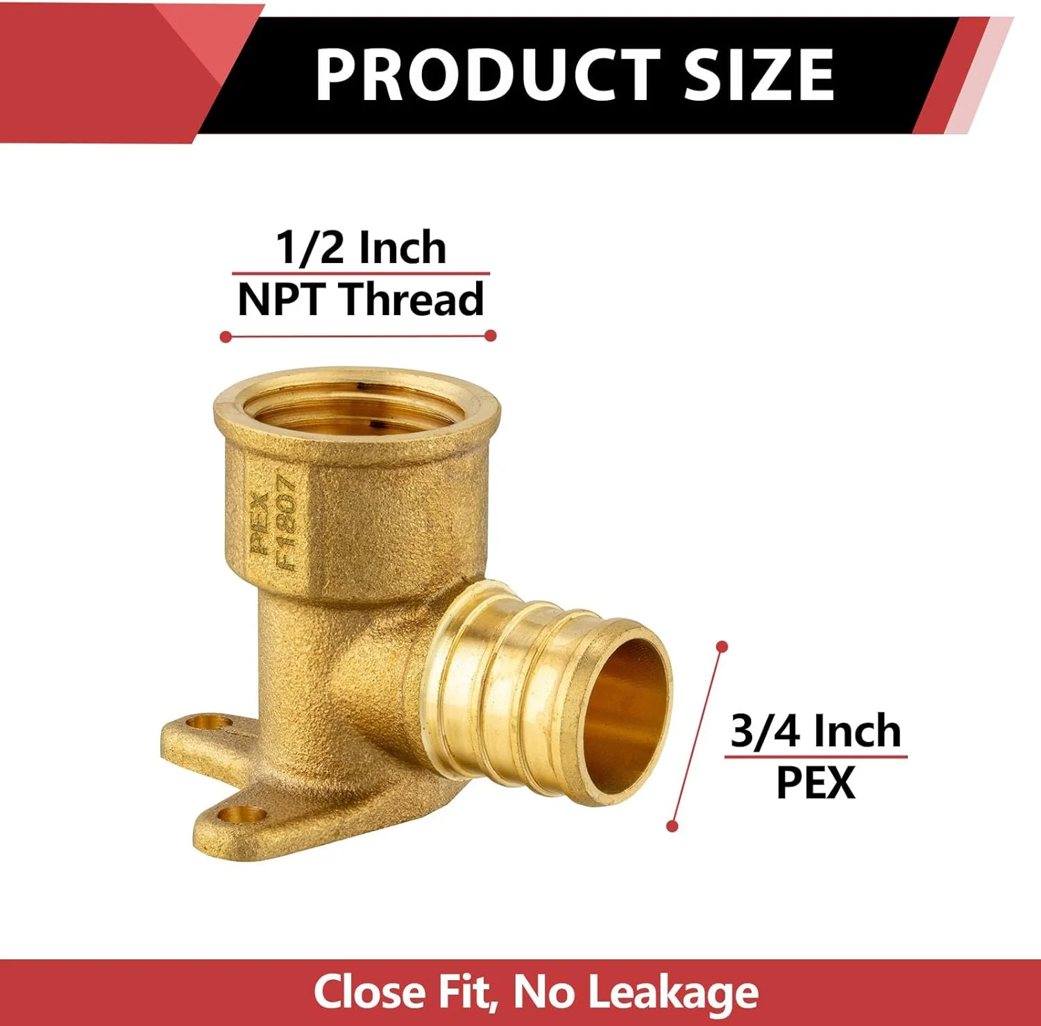 EFIELD (بسته 4 عددی) اتصالات پرسی زانویی گوشواره دار Pex ماده NPT سایز 3/4 اینچ در 1/2 اینچ