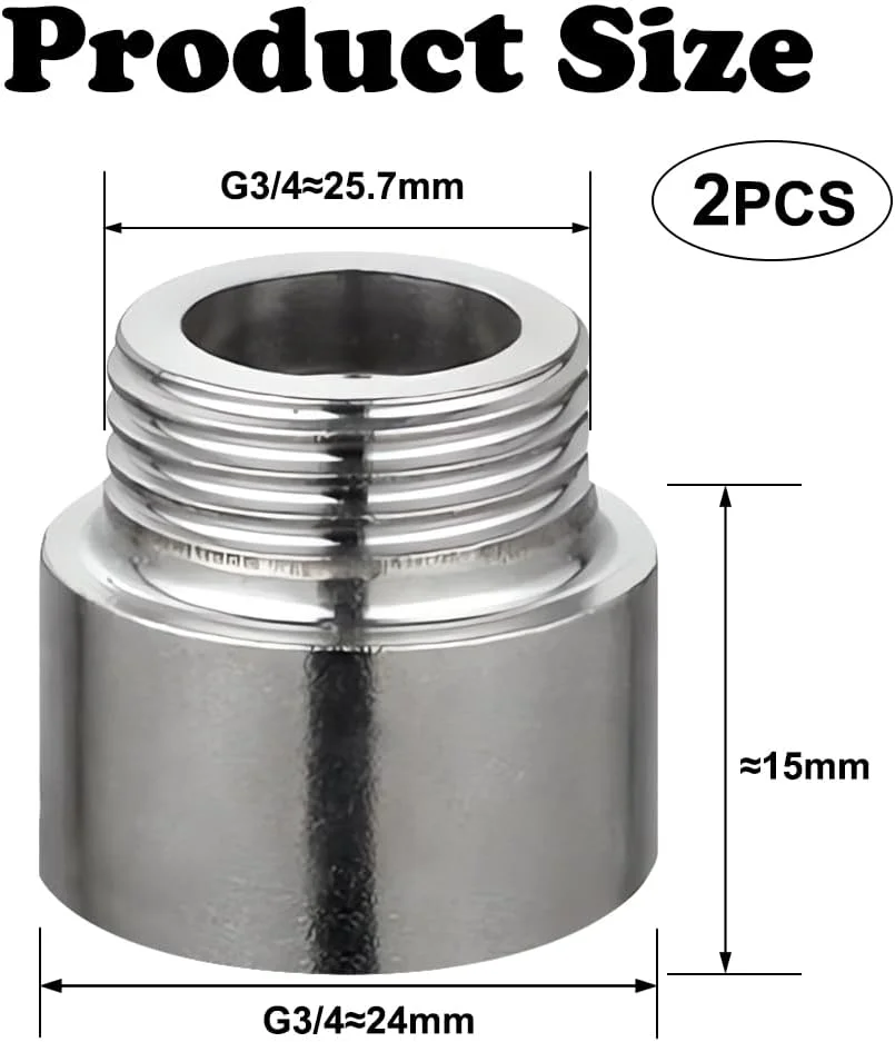 افزایش دهنده شیر 3/4 اینچ در 15 میلی متر، 3/4 اینچ مادگی در 3/4 اینچ رزوه خارجی، افزایش دهنده رزوه DN20، اتصال افزایش دهنده 15 میلی متر استیل ضد زنگ، افزایش دهنده اتصال برای گرمایش و آب آشامیدنی