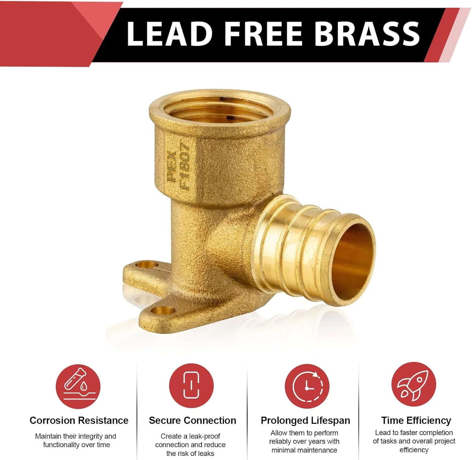 EFIELD (بسته 4 عددی) اتصالات پرسی زانویی گوشواره دار Pex ماده NPT سایز 3/4 اینچ در 1/2 اینچ