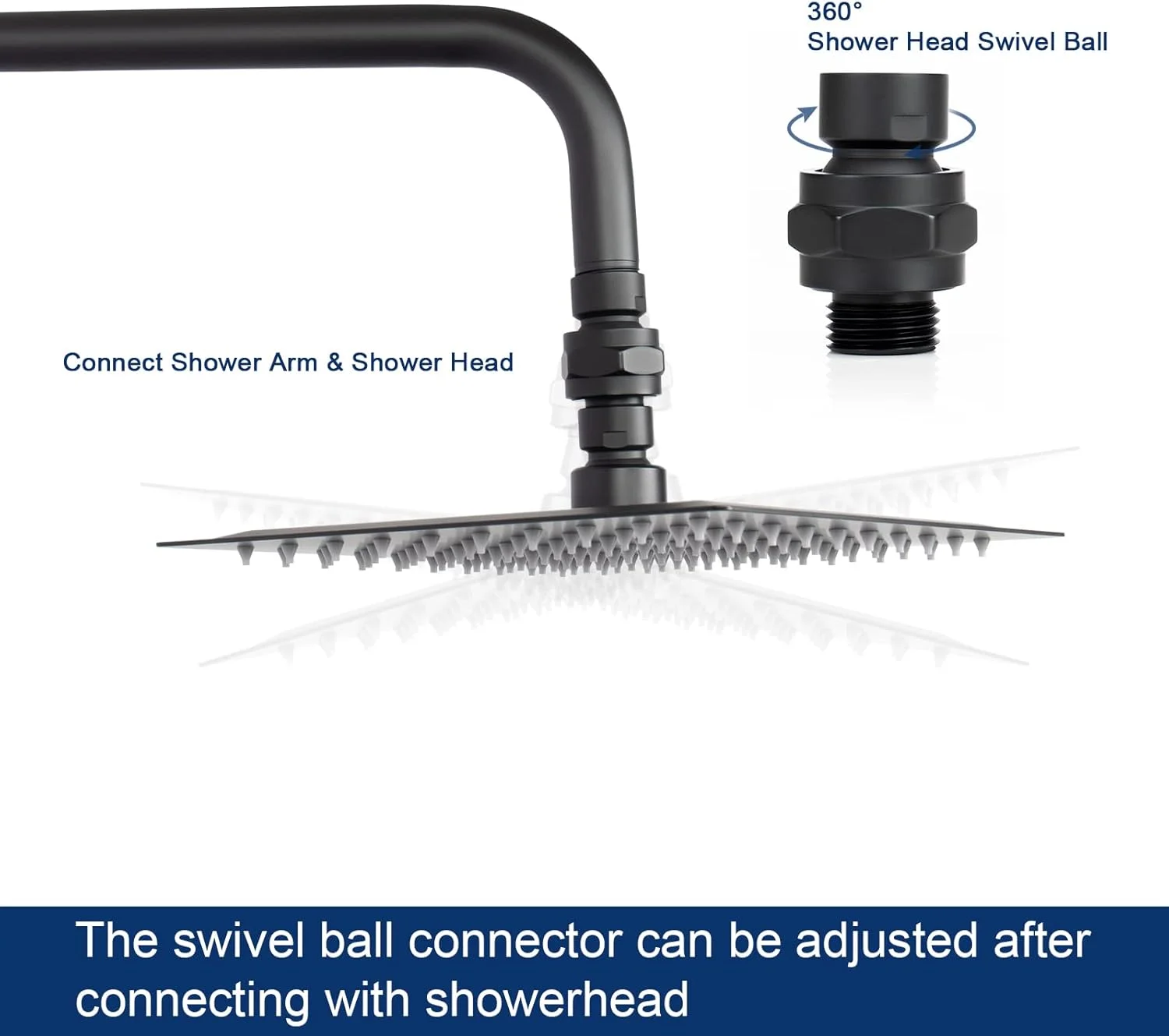 آداپتور توپی چرخان سردوش NearMoon - اتصال دهنده برنجی جامد، مفصل توپی قابل تنظیم، قطعه بازویی سردوش جهانی