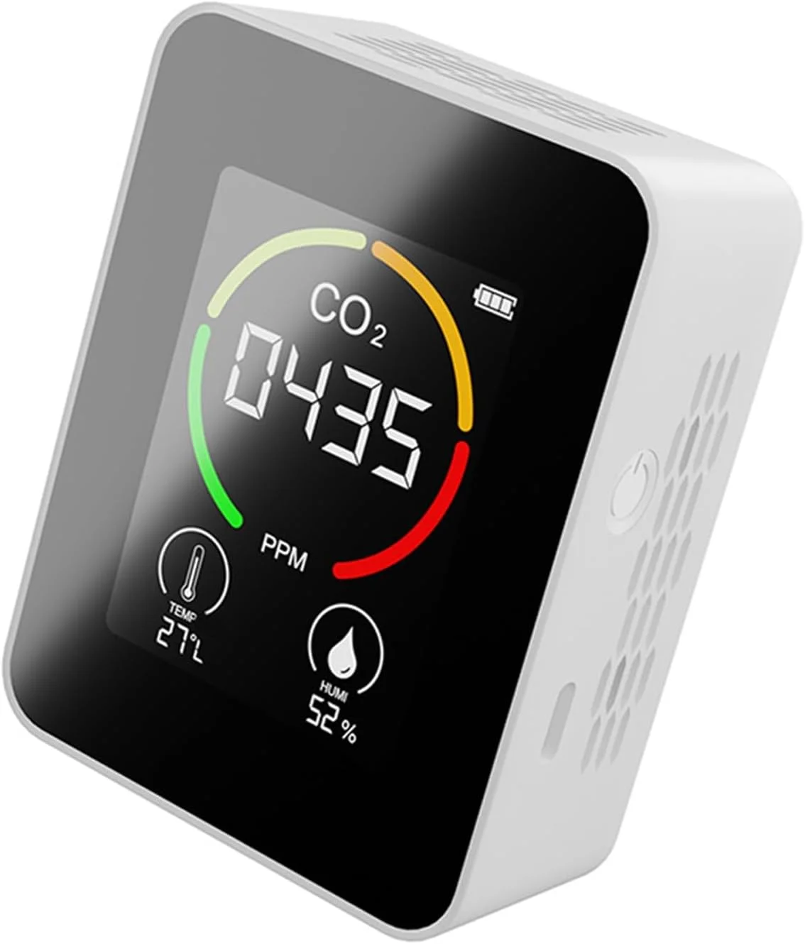 دستگاه تشخیص دی اکسید کربن قابل حمل Morelian با صفحه نمایش LCD و حمل آسان، آنالیزور هوشمند کیفیت هوا برای استفاده در خانه و محل کار با شارژ Type-C (سفید)