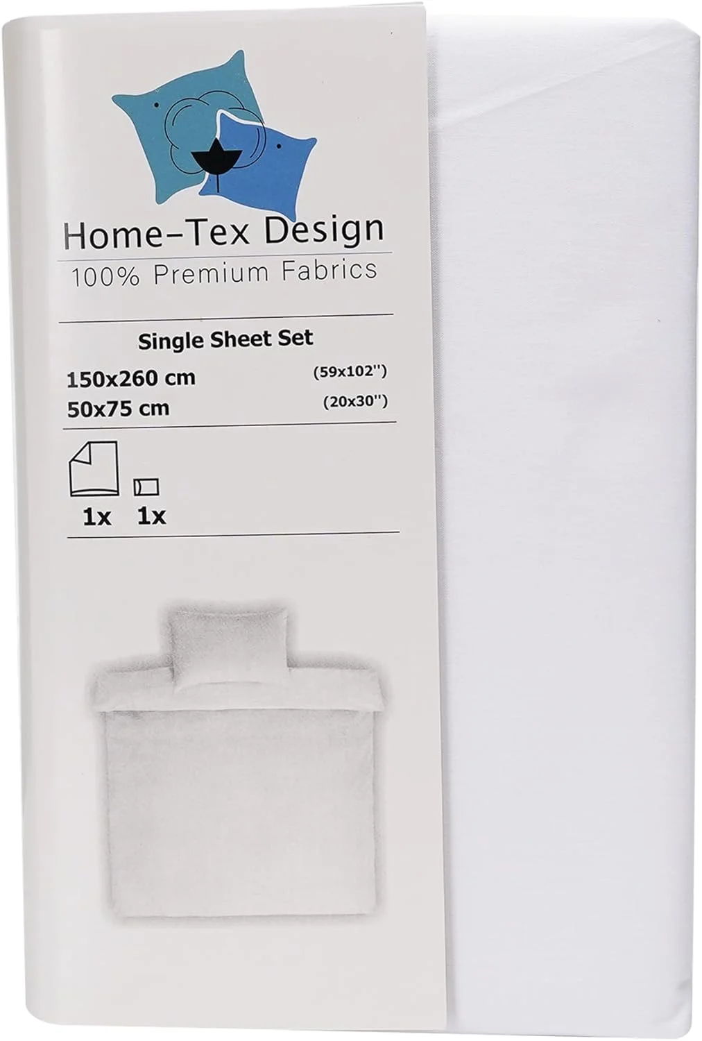 ملحفه تخت - یک نفره ۱۵۰X۲۶۰ سانتی متر، سفید اپتیکال