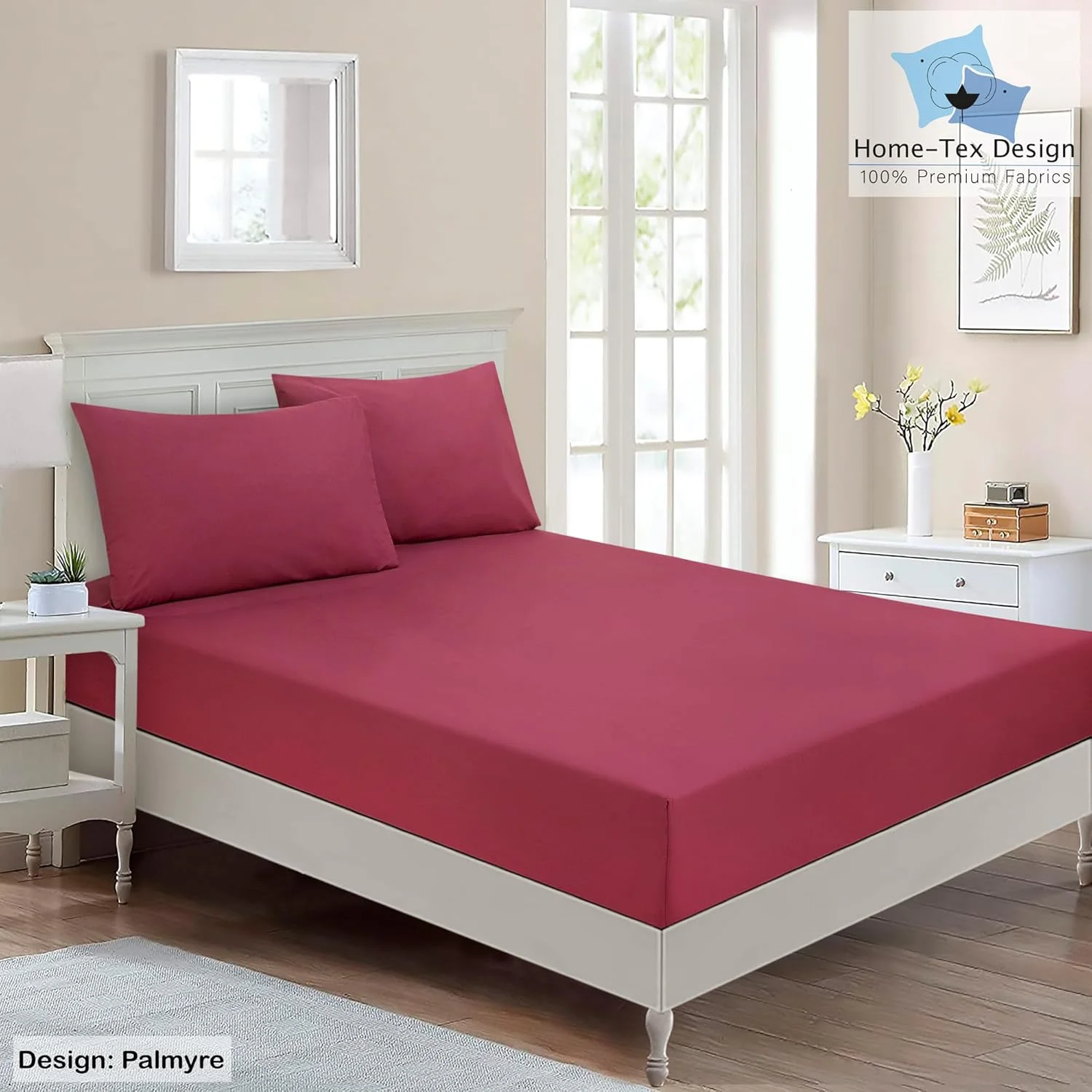 ست ملحفه تخت خواب تک نفره قرمز/زرشکی ممتاز 100% پنبه ای با الیاف بلند، شامل 1 ملحفه کش دار 90x200 سانتی متر و 1 روبالشی 50x80 سانتی متر با کش دور تا دور Palmyre ست ملحفه تخت خواب تک نفره قرمز/زرشکی ممتاز 100% پنبه ای با الیاف بلند، شامل 1 ملحفه کش دار 90x200 سانتی متر و 1 روبالشی 50x80 سانتی متر با کش دور تا دور Palmyre