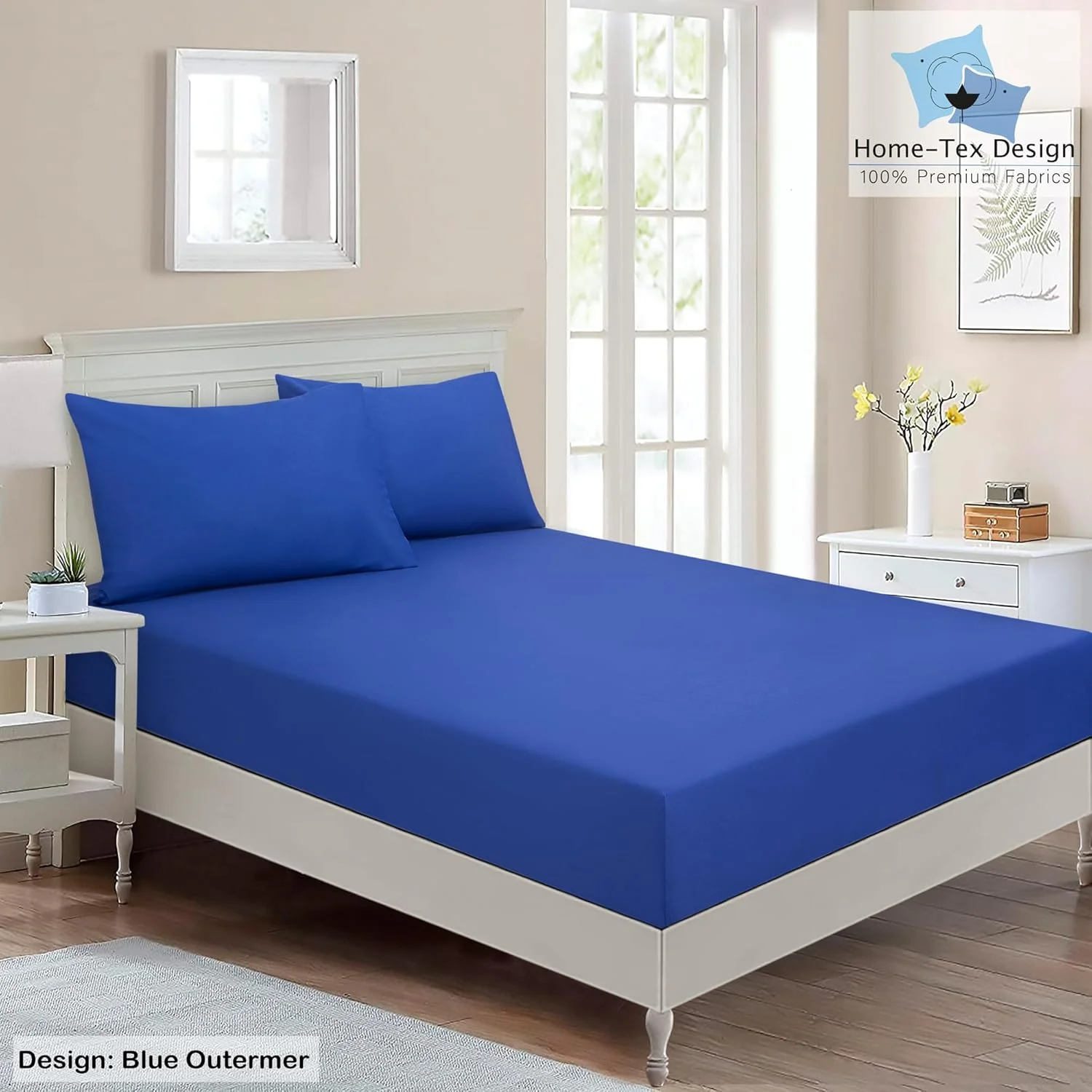 ست ملحفه کشدار آبی سلطنتی ممتاز ۱۰۰٪ پنبه با الیاف بلند، سایز کینگ، شامل ۱ ملحفه کشدار ۱۸۰x۲۰۰ سانتیمتر و ۲ روبالشی ۵۰x۸۰ سانتیمتر با کش دور تا دور، آبی اقیانوسی ست ملحفه کشدار آبی سلطنتی ممتاز ۱۰۰٪ پنبه با الیاف بلند، سایز کینگ، شامل ۱ ملحفه کشدار ۱۸۰x۲۰۰ سانتیمتر و ۲ روبالشی ۵۰x۸۰ سانتیمتر با کش دور تا دور، آبی اقیانوسی