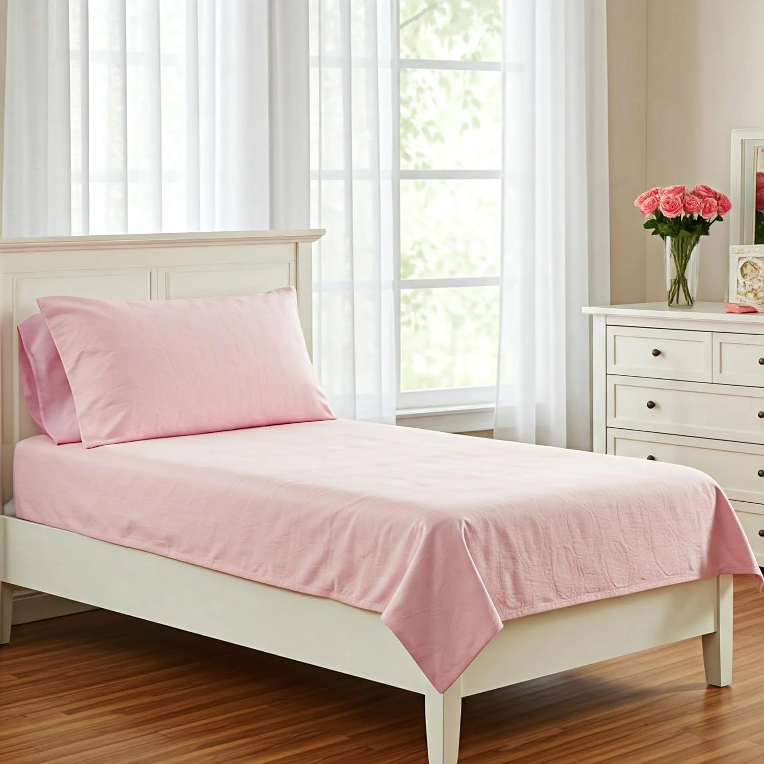 ست ملحفه تخت خواب پنبه ای ممتاز Home-Tex Design، رنگ صورتی، سایز یک نفره شامل 1 ملحفه کش دار 90x200 سانتی متر و 1 روبالشتی 50x80 سانتی متر با کش دور تا دور - Zephyr ست ملحفه تخت خواب پنبه ای ممتاز Home-Tex Design، رنگ صورتی، سایز یک نفره شامل 1 ملحفه کش دار 90x200 سانتی متر و 1 روبالشتی 50x80 سانتی متر با کش دور تا دور - Zephyr