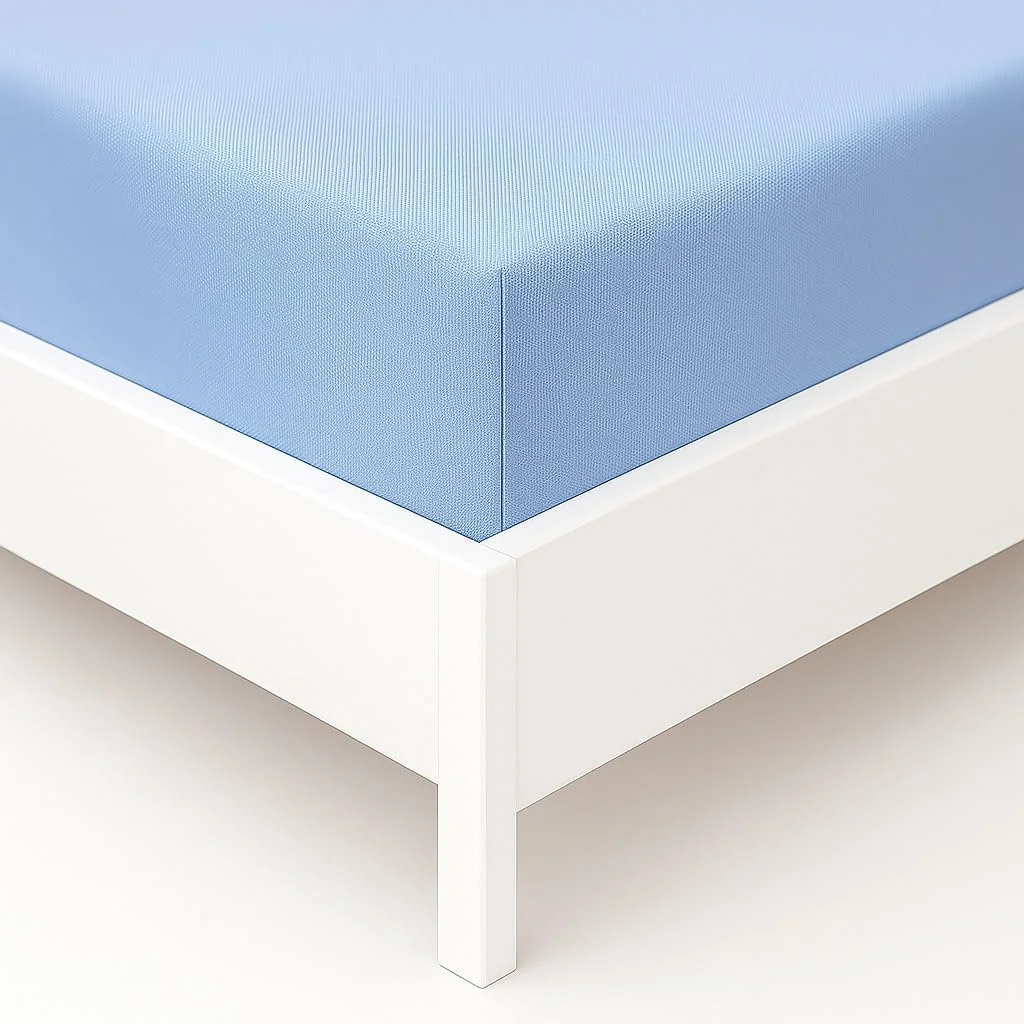 ست ملحفه کش دار یک نفره دو تکه هتل لینن کلاب - پلی کتان ممتاز 144TC، سایز (120 x 200 سانتی متر) با 1 روبالشتی (50 x 75 سانتی متر)، پارچه نرم، جیب عمیق و لبه های الاستیک برای تناسب کامل، آبی