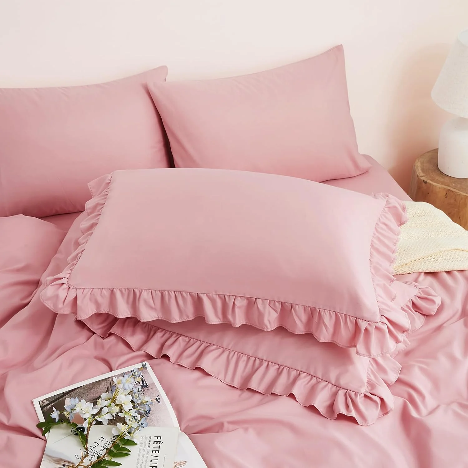 ست ملحفه چیندار صورتی کالباسی هورباونال سایز کوئین 6 تکه، مناسب برای تشکهای با عمق 16 اینچ، ملحفههای کوئین صورتی میکروفایبر با 2 روبالشتی چیندار، ست ملحفه تخت خواب شیک کهنه ست ملحفه چیندار صورتی کالباسی هورباونال سایز کوئین 6 تکه، مناسب برای تشکهای با عمق 16 اینچ، ملحفههای کوئین صورتی میکروفایبر با 2 روبالشتی چیندار، ست ملحفه تخت خواب شیک کهنه