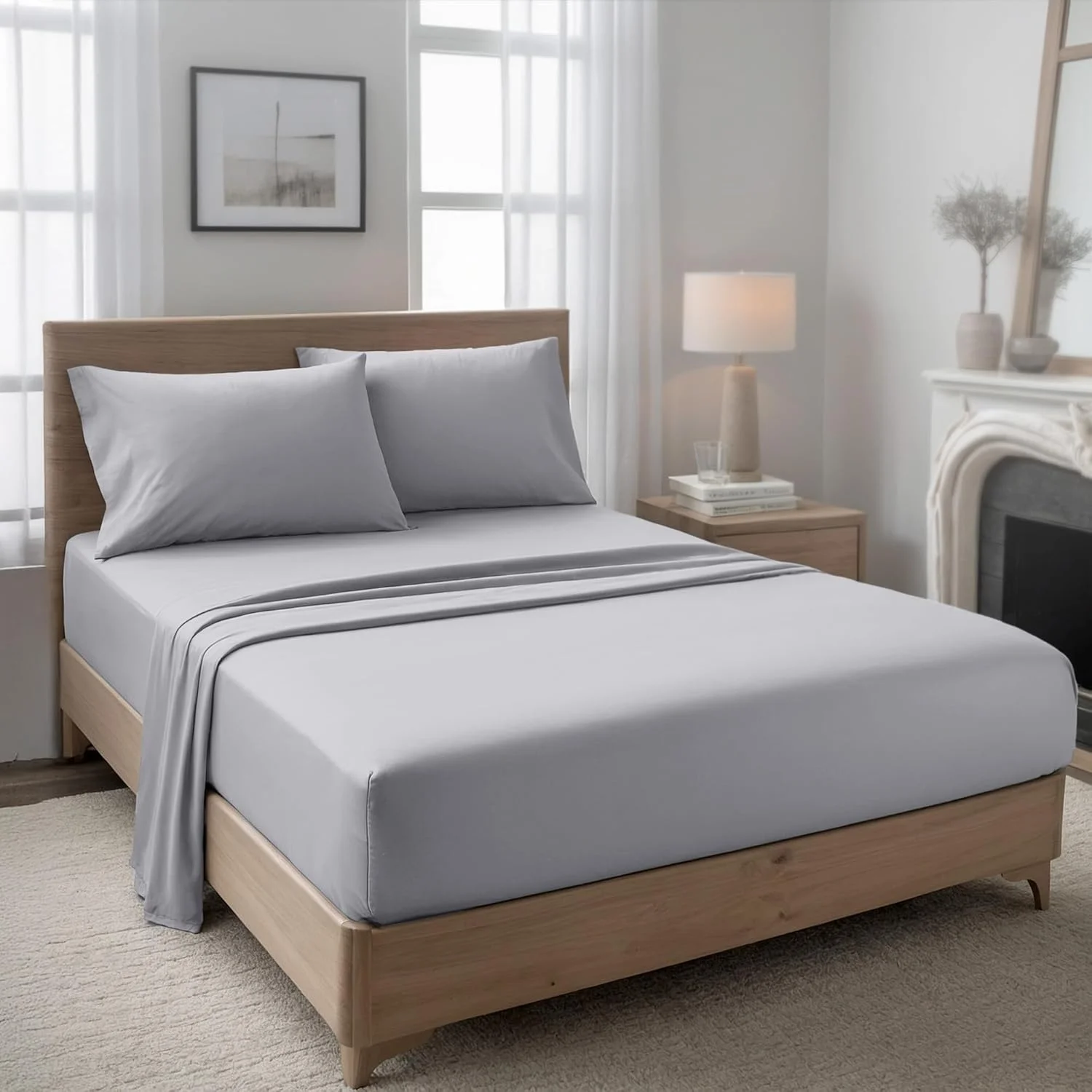 ست ملحفه کش دار سه تکه هتلی Linen Klub سایز یک نفره 120x200 + 18cm - جیب عمیق، لبه های کشی، ملحفه میکروفایبر نرم، مقاوم در برابر چروک، سبک و راحت - خاکستری روشن ست ملحفه کش دار سه تکه هتلی Linen Klub سایز یک نفره 120x200 + 18cm - جیب عمیق، لبه های کشی، ملحفه میکروفایبر نرم، مقاوم در برابر چروک، سبک و راحت - خاکستری روشن