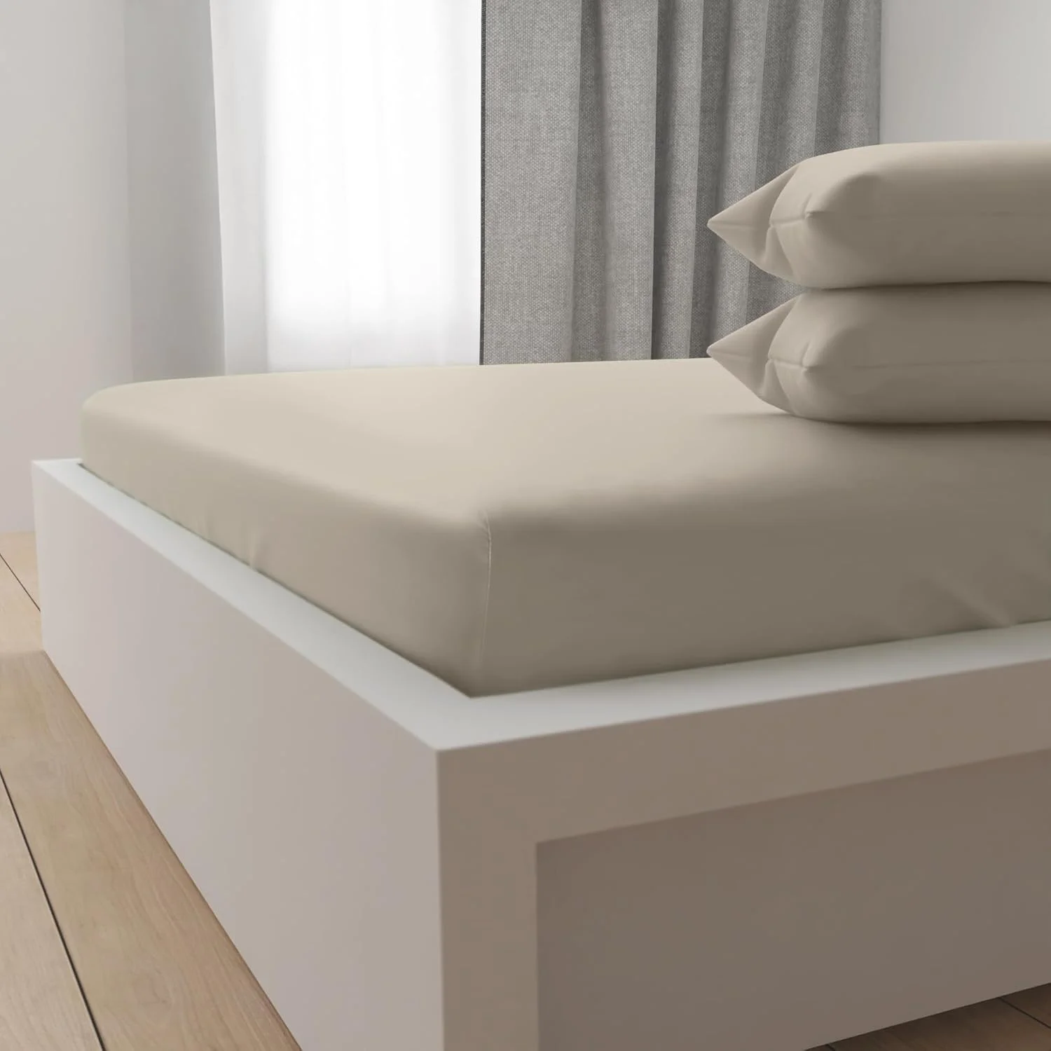 ست ملحفه هتلی کلوپ لینن لوکس 100% پنبه 350TC - فوق العاده نرم و تنفس پذیر، ملحفه با کیفیت عالی ضد حساسیت، سایز: دو نفره 120x200+30cm پاکت عمیق و 2 عدد روبالشتی 50x75cm، رنگ سنگی ست ملحفه هتلی کلوپ لینن لوکس 100% پنبه 350TC - فوق العاده نرم و تنفس پذیر، ملحفه با کیفیت عالی ضد حساسیت، سایز: دو نفره 120x200+30cm پاکت عمیق و 2 عدد روبالشتی 50x75cm، رنگ سنگی