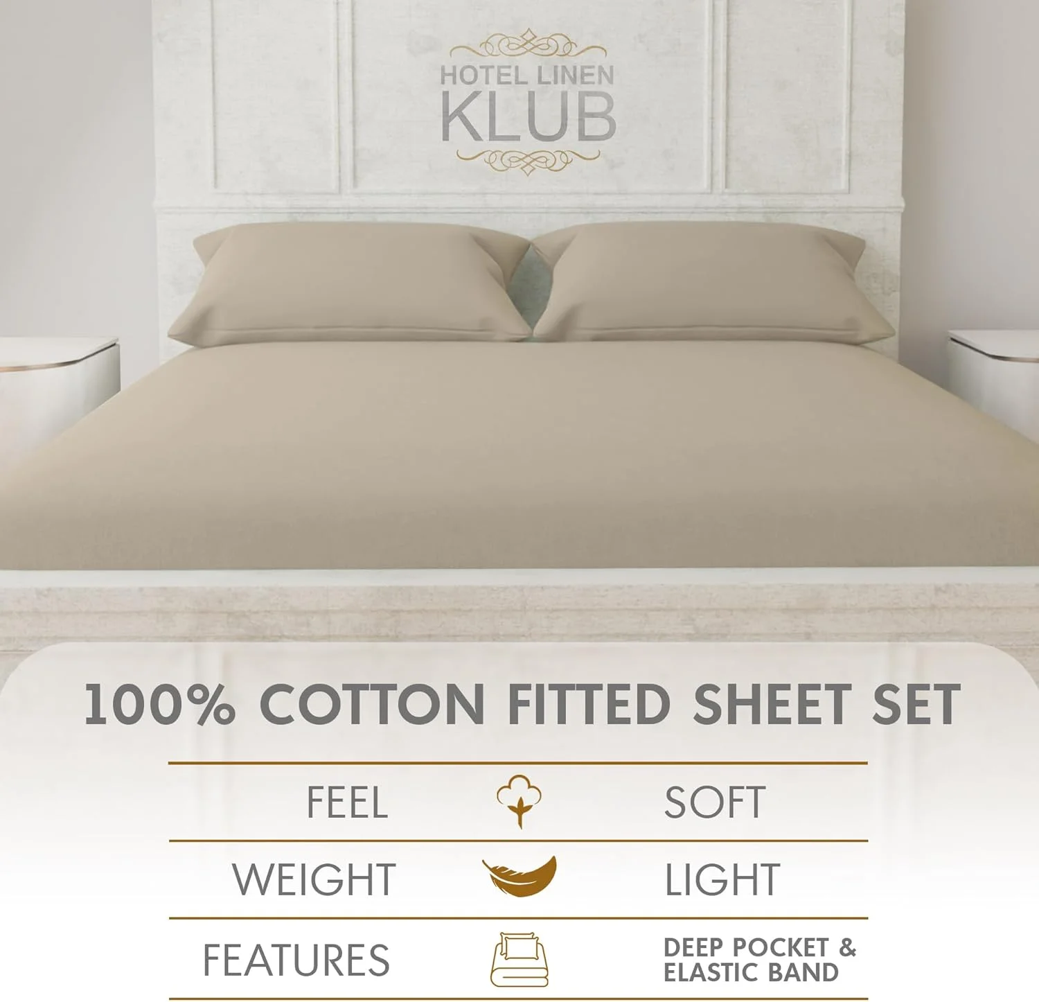 ست ملحفه هتلی کلوپ لینن لوکس 100% پنبه 350TC - فوق العاده نرم و تنفس پذیر، ملحفه با کیفیت عالی ضد حساسیت، سایز: دو نفره 120x200+30cm پاکت عمیق و 2 عدد روبالشتی 50x75cm، رنگ سنگی ست ملحفه هتلی کلوپ لینن لوکس 100% پنبه 350TC - فوق العاده نرم و تنفس پذیر، ملحفه با کیفیت عالی ضد حساسیت، سایز: دو نفره 120x200+30cm پاکت عمیق و 2 عدد روبالشتی 50x75cm، رنگ سنگی