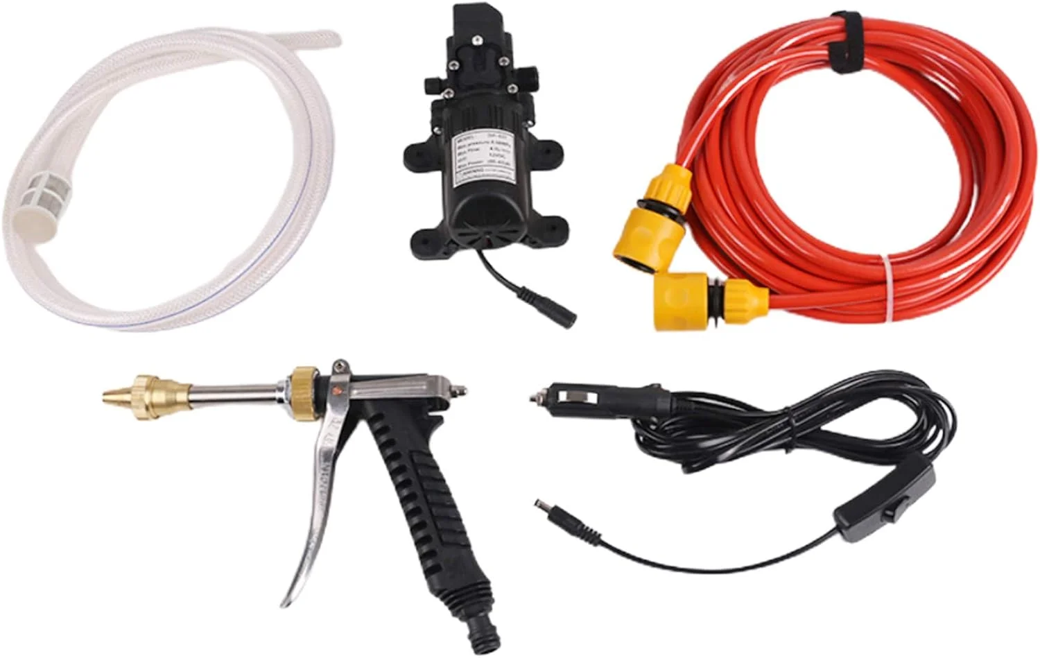 پمپ آب شوی فشار قوی قابل حمل 12 ولت خودرو به همراه شلنگ و کیت