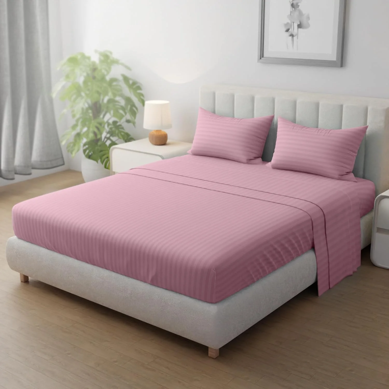 ست ملحفه کشدار میکروفایبر راه راه هتل لینن کلاب - دونفره (120 x 200 سانتیمتر) + 2 روبالشی (50 x 75 سانتیمتر)، کیفیت بادوام عالی و جیب عمیق برای تناسب کامل، صورتی پاستیلی ست ملحفه کشدار میکروفایبر راه راه هتل لینن کلاب - دونفره (120 x 200 سانتیمتر) + 2 روبالشی (50 x 75 سانتیمتر)، کیفیت بادوام عالی و جیب عمیق برای تناسب کامل، صورتی پاستیلی